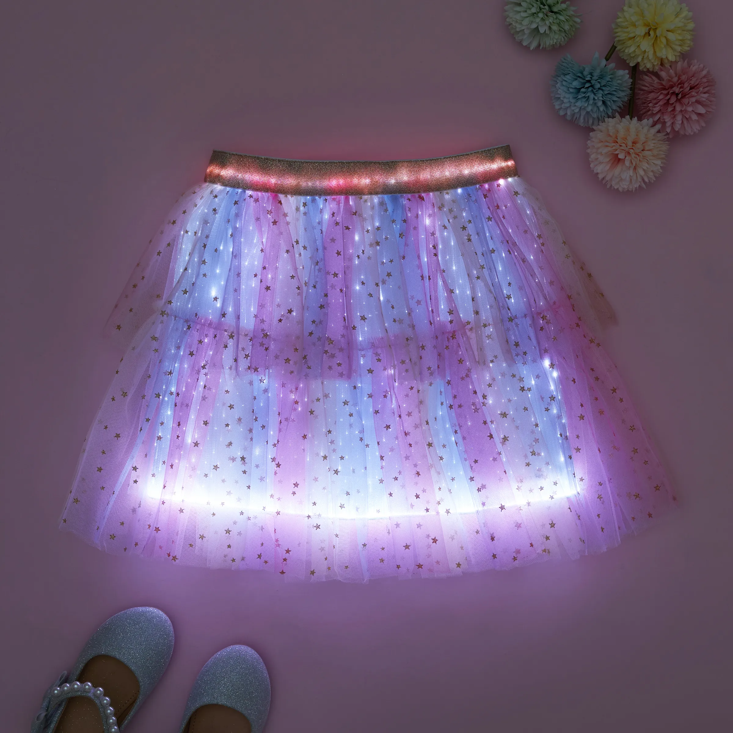 Go-Glow Light Up Colorful Skirt with Star Glitter Including Controller (Built-In Battery) Multi-color big image 10