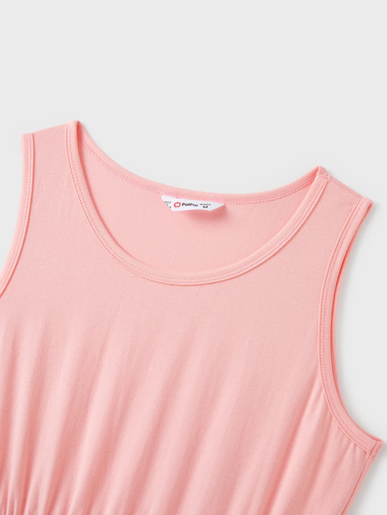 Women - Family Matching Pink Sleeveless Splicing Floral Print Midi Dresses and Colorblock Short-sleeve Polo Shirts Sets - Pink - image 4