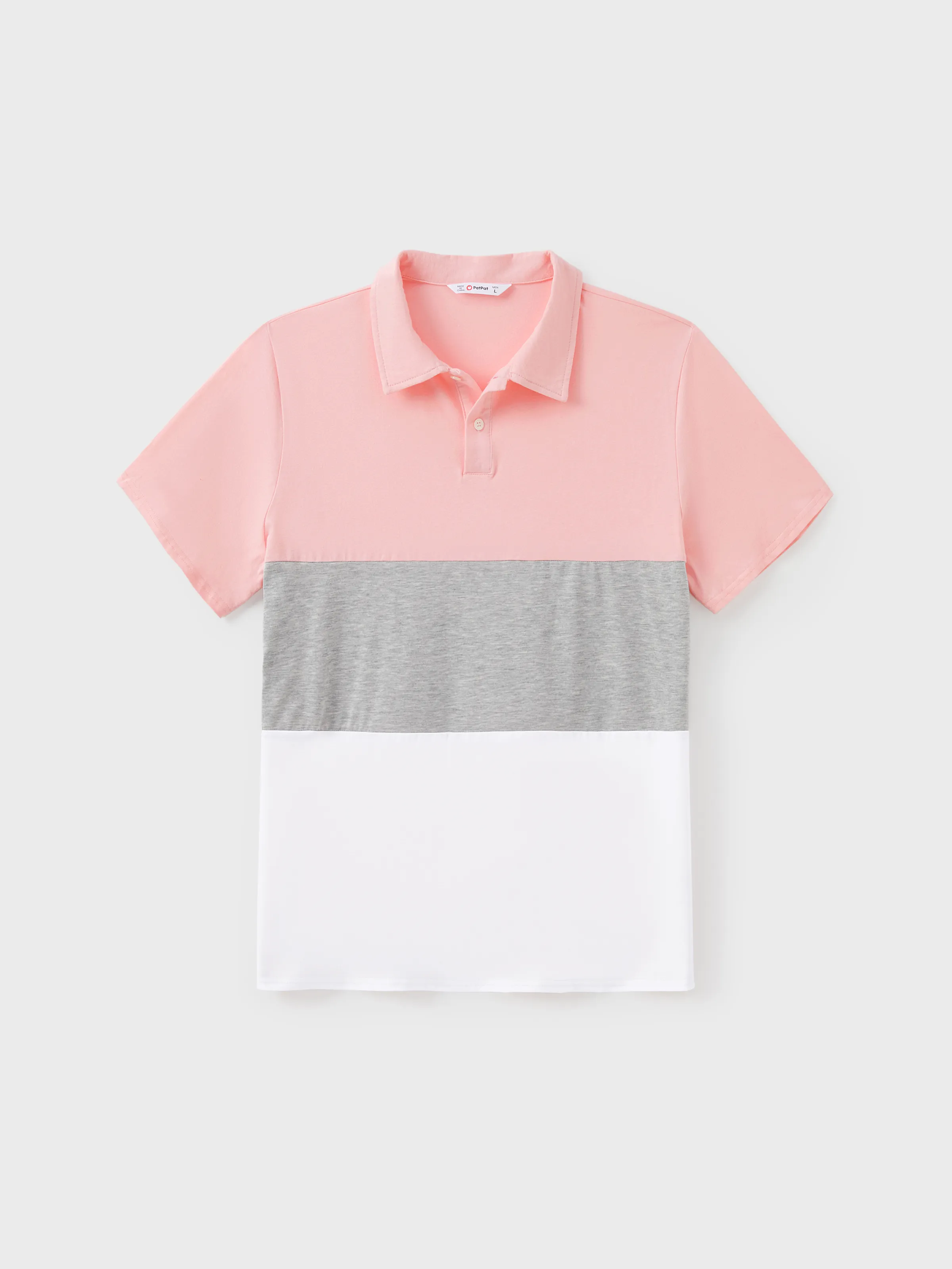 Familie Passende Pinke ärmellose Spleiß-Midikleider Mit Blumendruck Und Kurzarm-Poloshirts Mit Farbblock-Sets