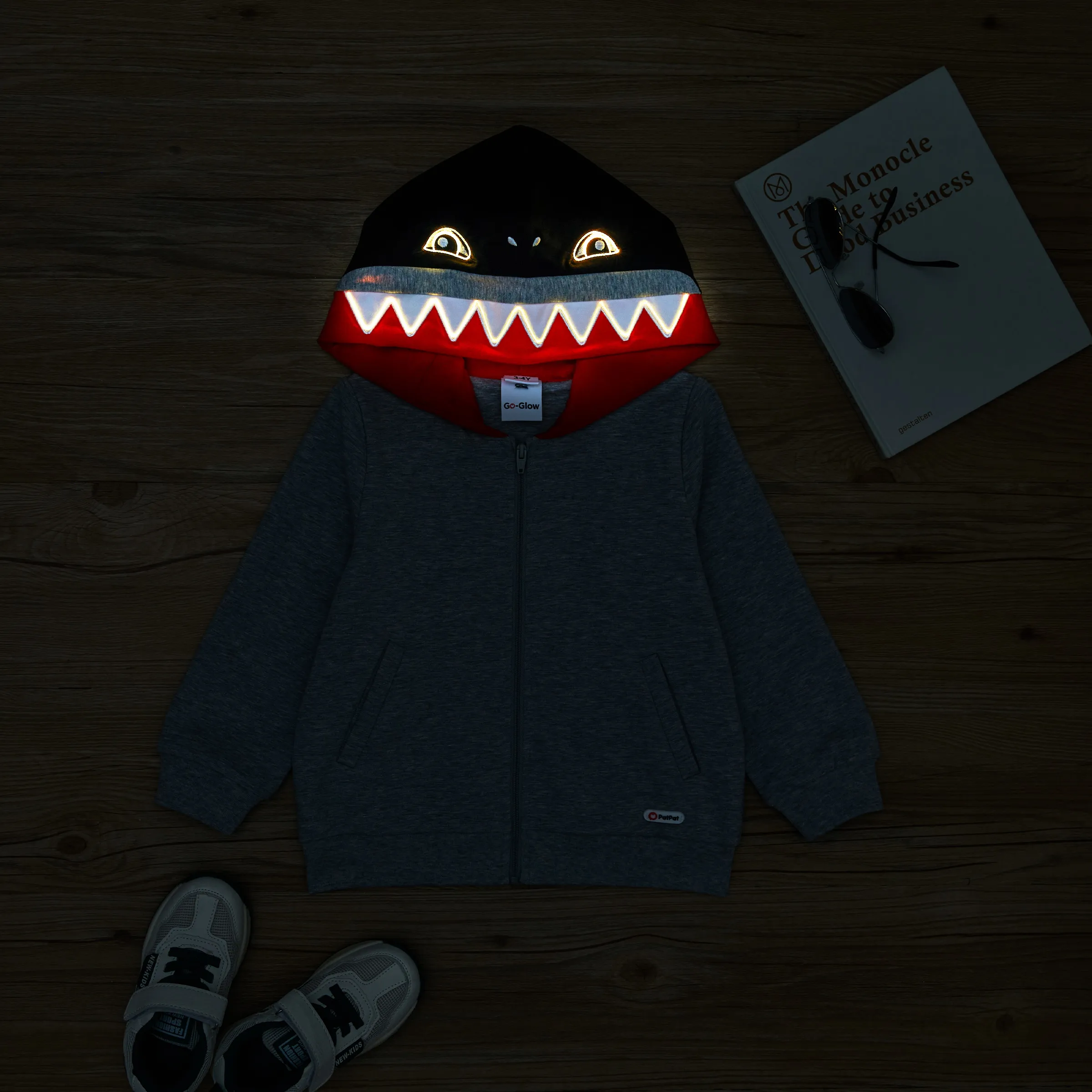 Go-Glow Illuminating Sweatshirt Hoodie with Light Up Shark Including Controller (Built-In Battery) Grey big image 8