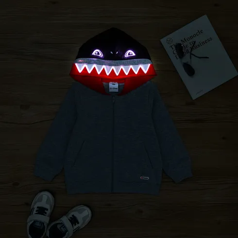 Go-Glow Illuminating Sweatshirt Hoodie with Light Up Shark Including Controller (Built-In Battery) Grey big image 7