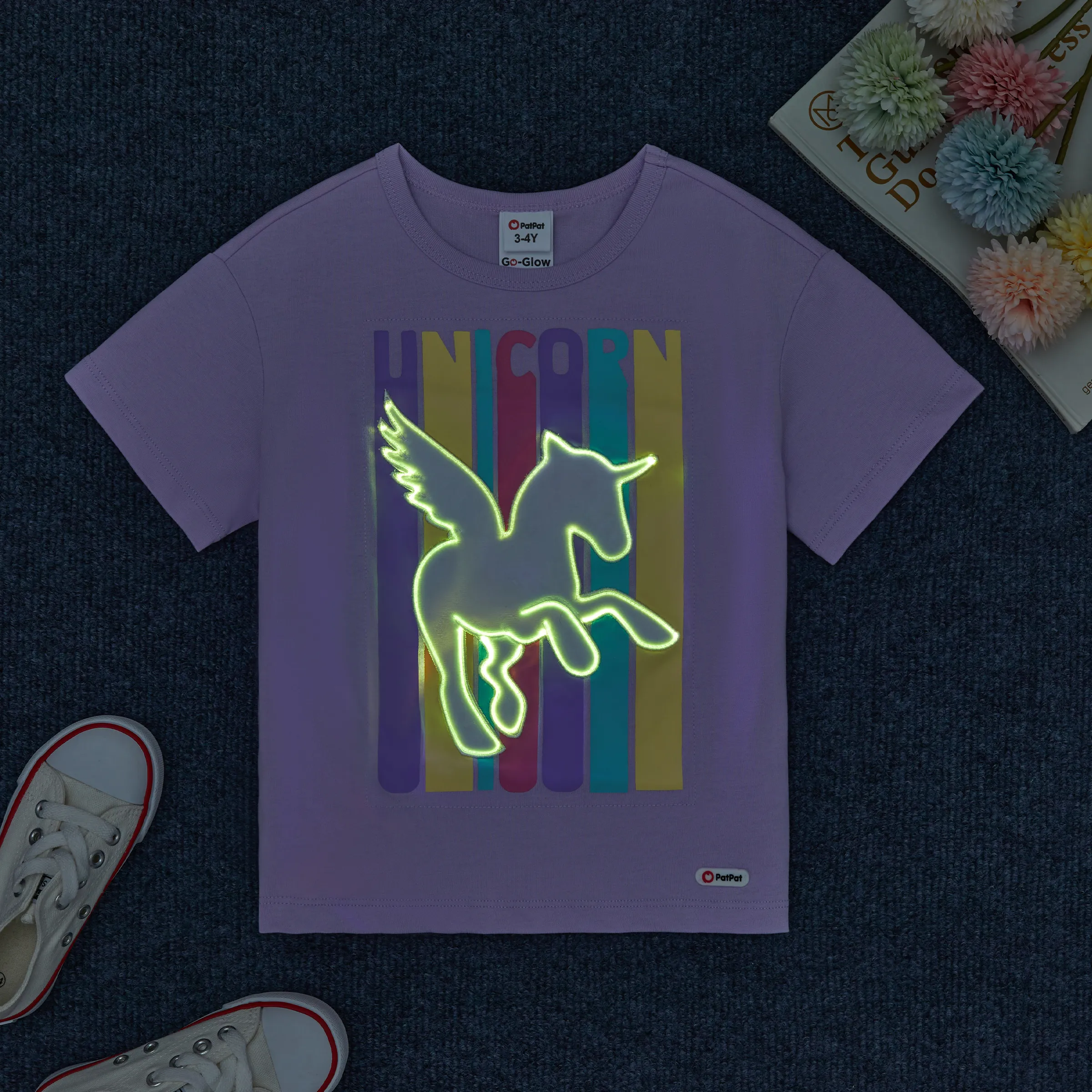 Go-Glow Illuminating T-shirt with Light Up Unicorn Including Controller (Built-In Battery) Light Purple big image 7