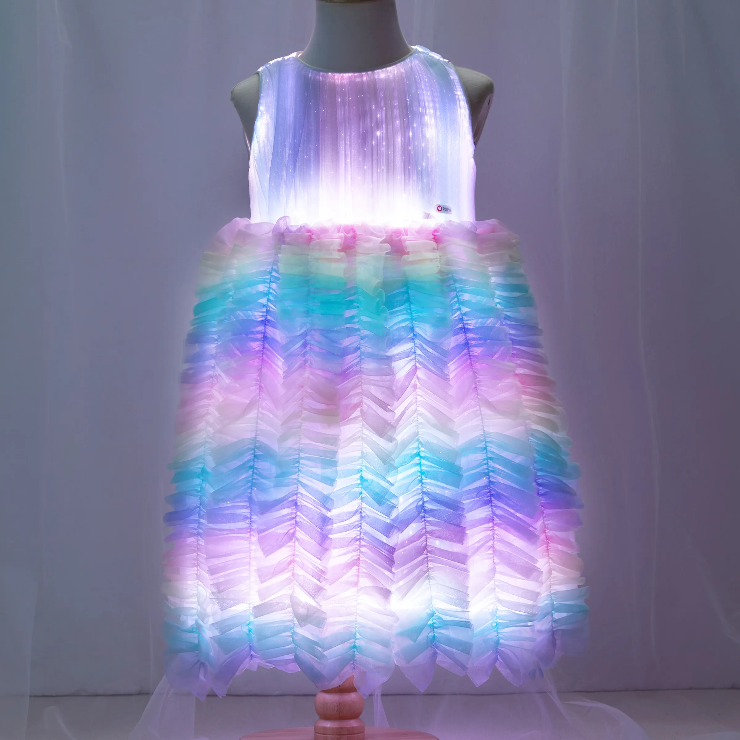 Go-Glow Light Up Colorful Princess Party Dress with Ruffled Skirt Including Controller (Built-In Battery) Multi-color big image 8