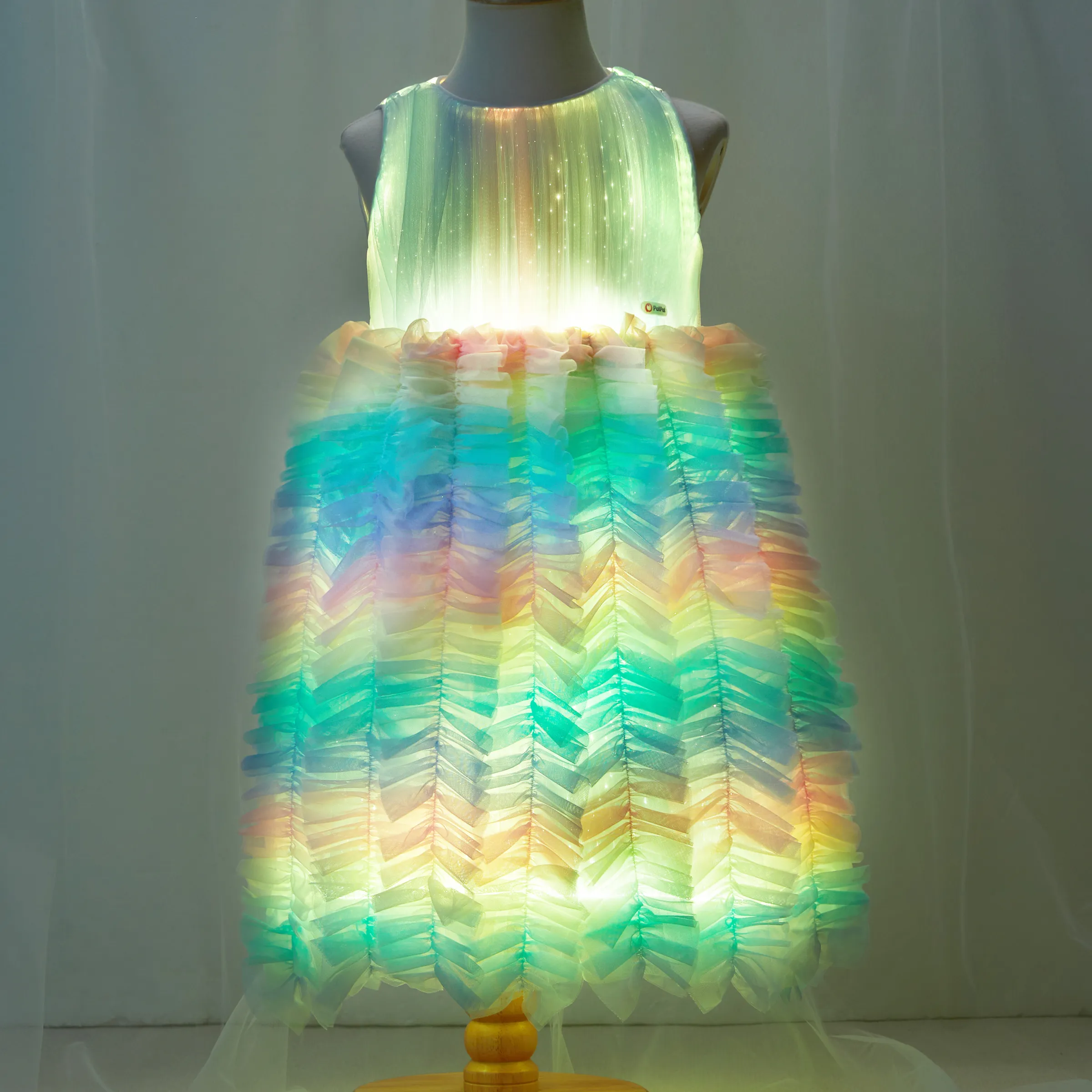 Go-Glow Light Up Colorful Princess Party Dress with Ruffled Skirt Including Controller (Built-In Battery) Multi-color big image 6