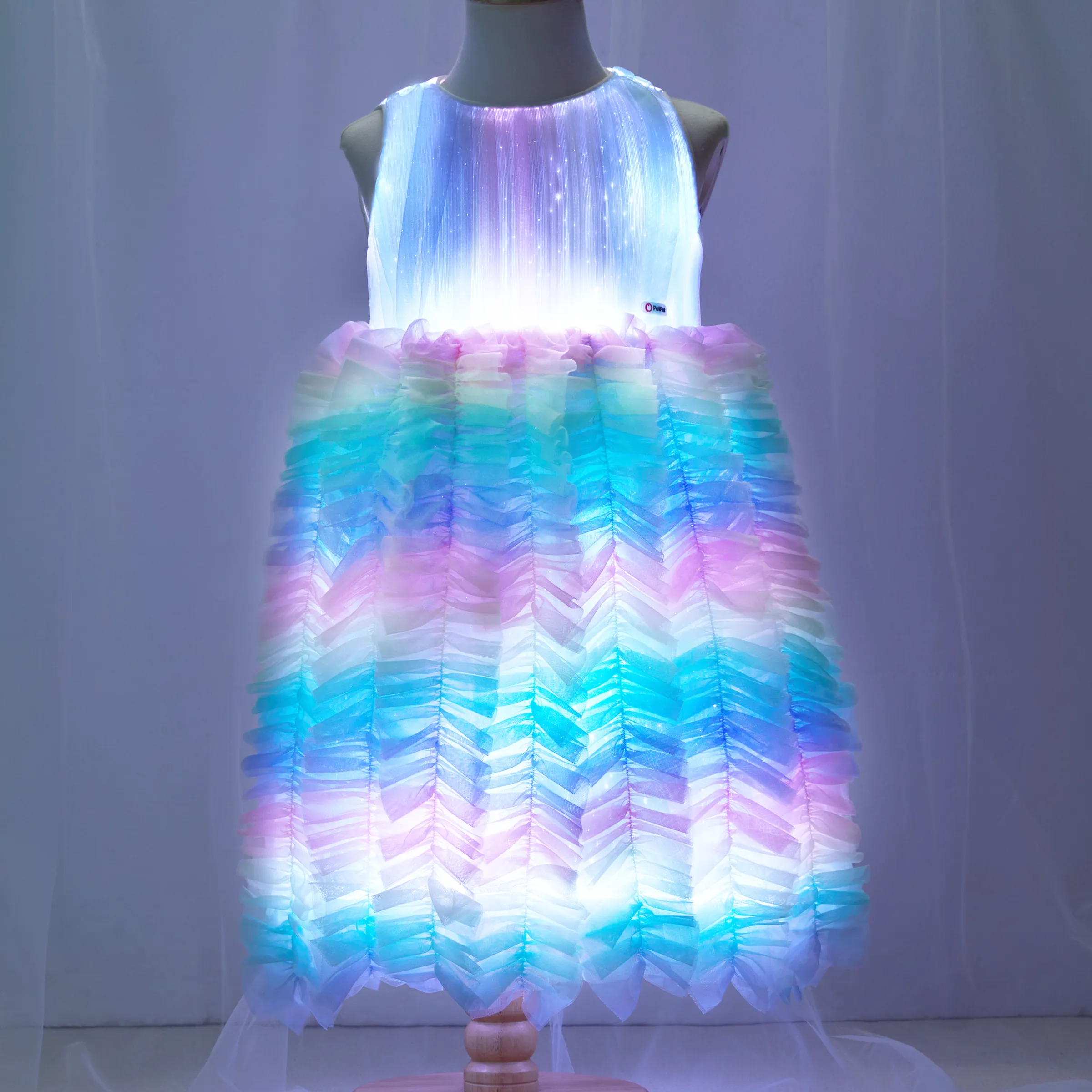 Go-Glow Light Up Colorful Princess Party Dress with Ruffled Skirt Including Controller (Built-In Battery) Multi-color big image 7