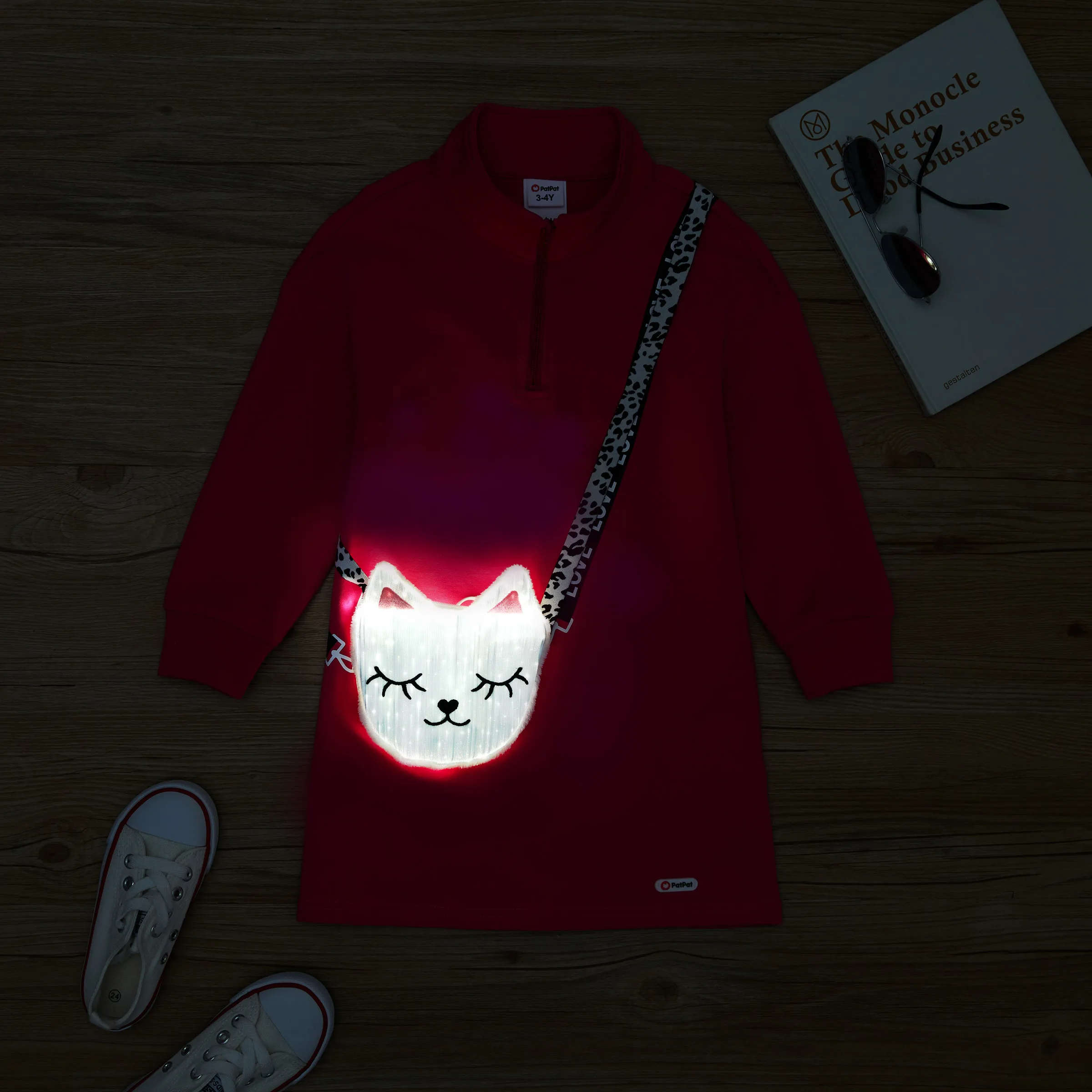 Go-Glow Illuminating Sweatshirt Dress with Light Up Kitty Bag Including Controller (Built-In Battery) Hot Pink big image 7