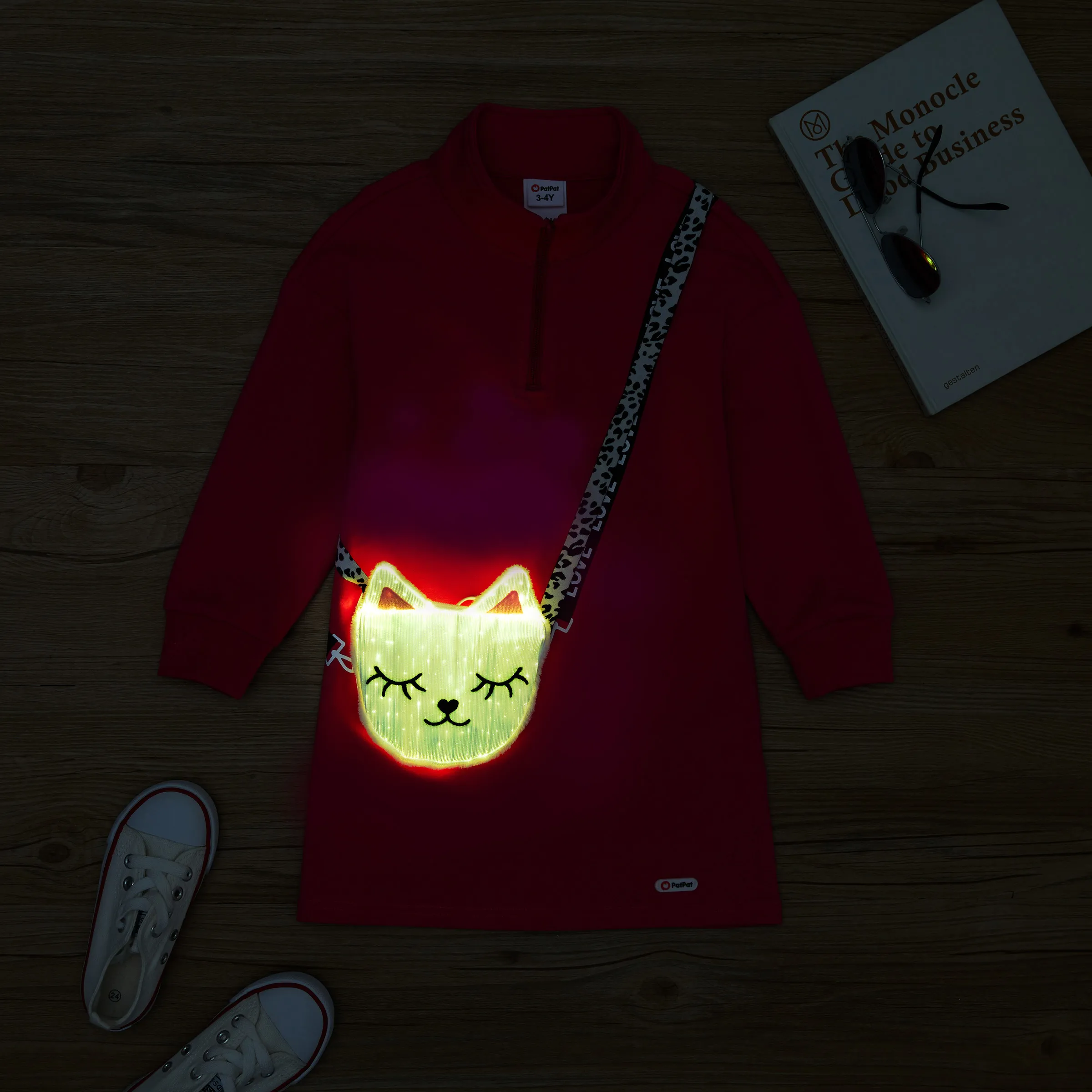 Go-Glow Illuminating Sweatshirt Dress with Light Up Kitty Bag Including Controller (Built-In Battery) Hot Pink big image 8