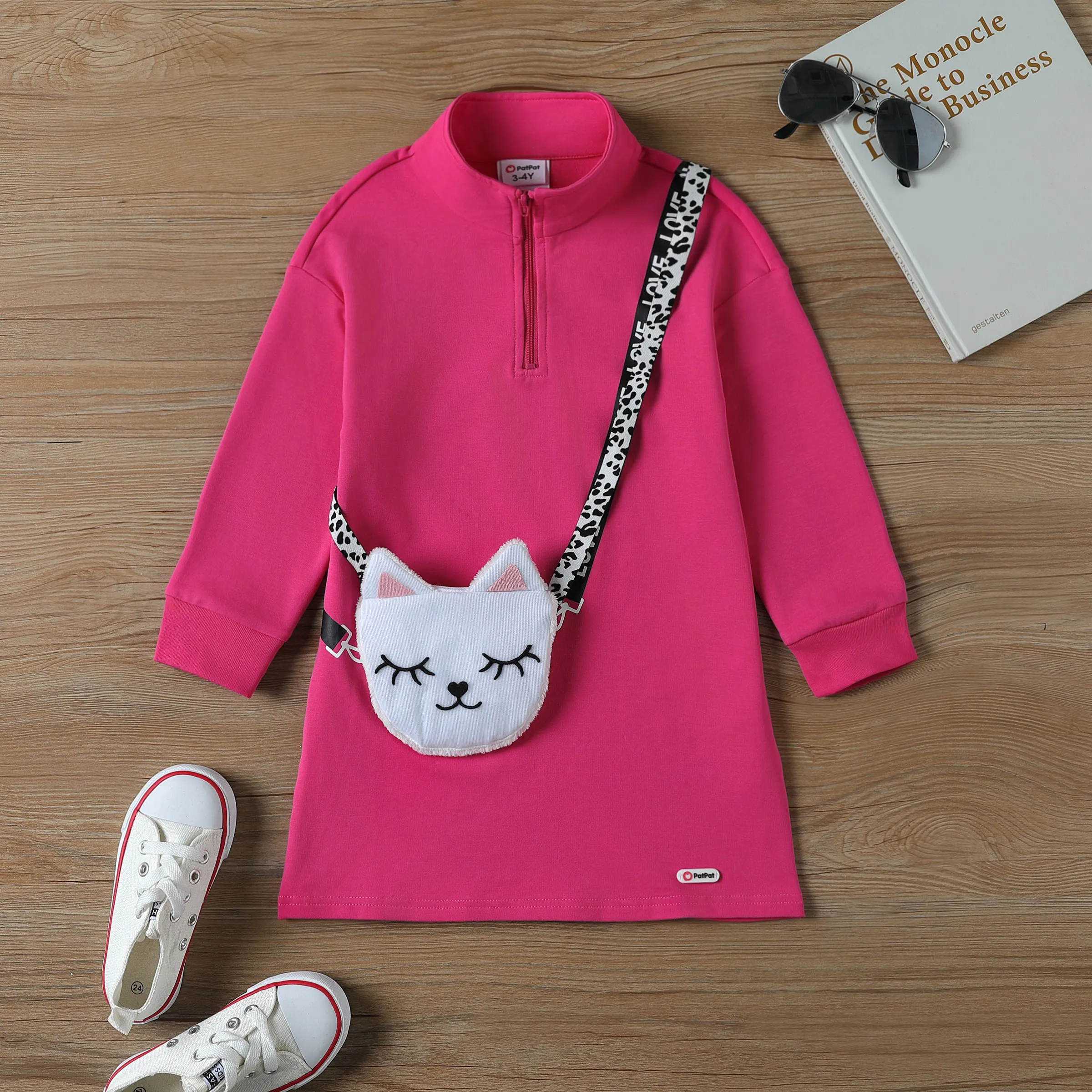 Go-Glow Illuminating Sweatshirt Dress with Light Up Kitty Bag Including Controller (Built-In Battery) Hot Pink big image 10