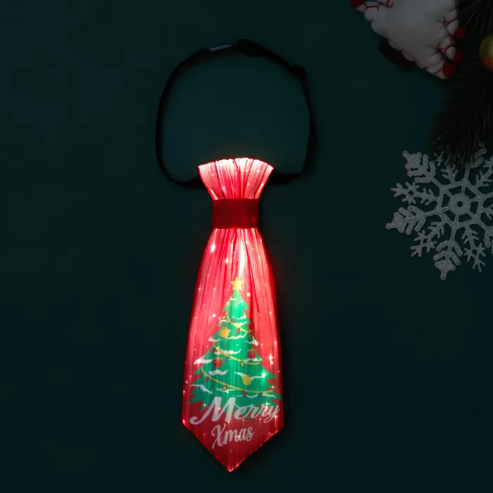 Go-Glow Christmas Light Up corbata con patrón de árbol de Navidad que incluye controlador (batería incorporada)