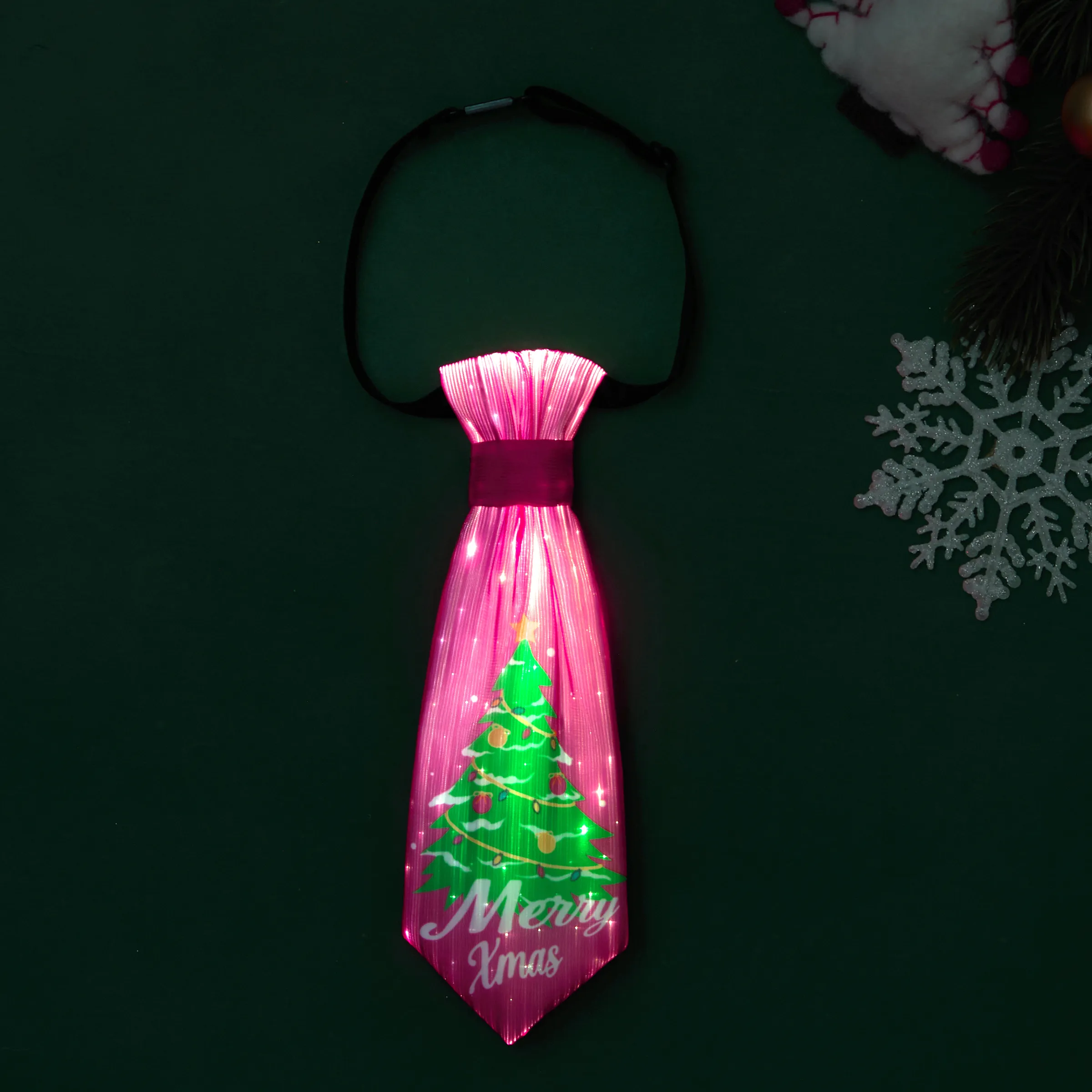 Go-Glow Christmas Light Up Necktie with Christmas Tree Pattern Including Controller (Built-In Battery)  image 4