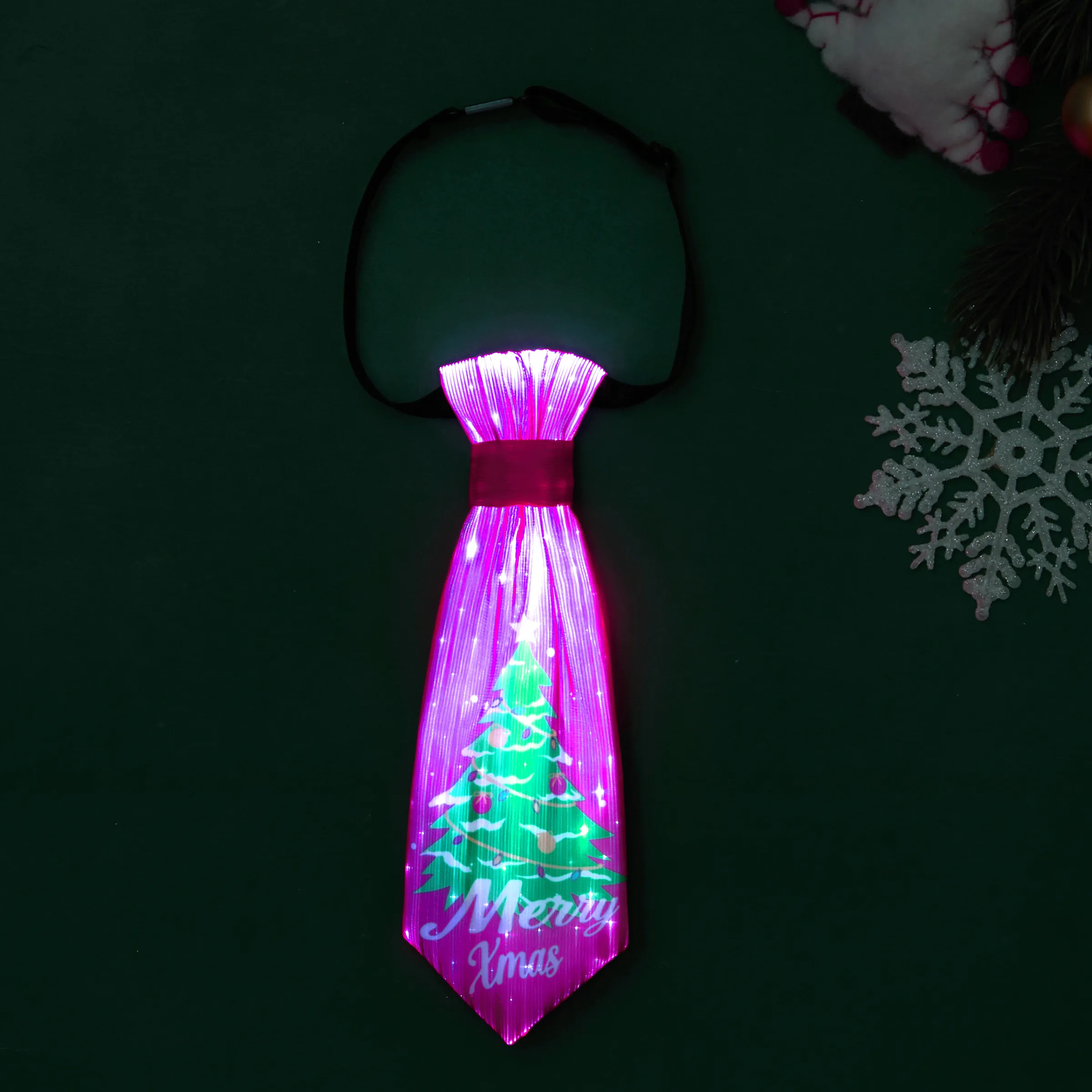 Go-Glow Christmas Light Up Necktie with Christmas Tree Pattern Including Controller (Built-In Battery)  image 3