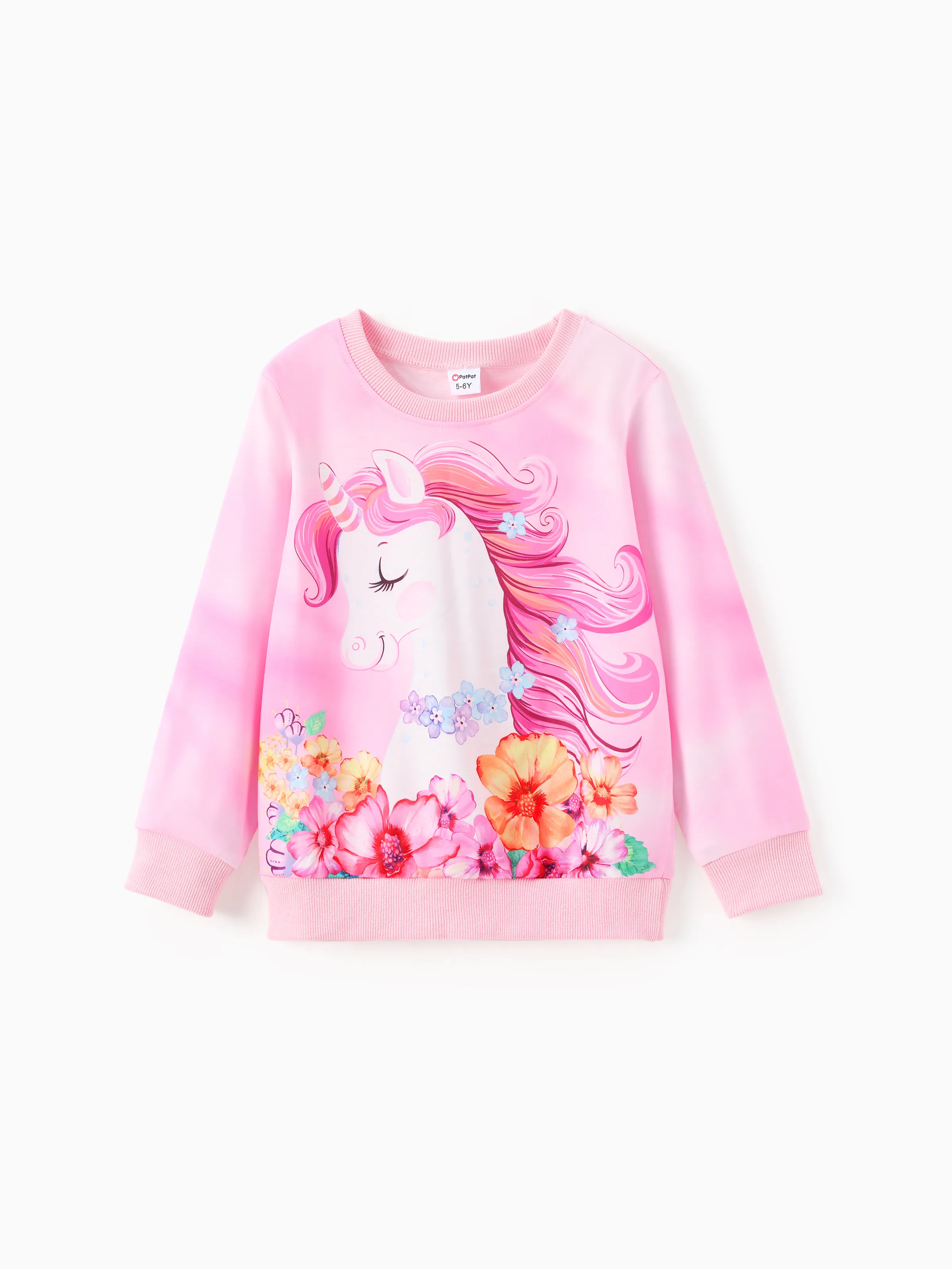 

Kids Girl Elephant or Unicorn Print Long-sleeve Pullover