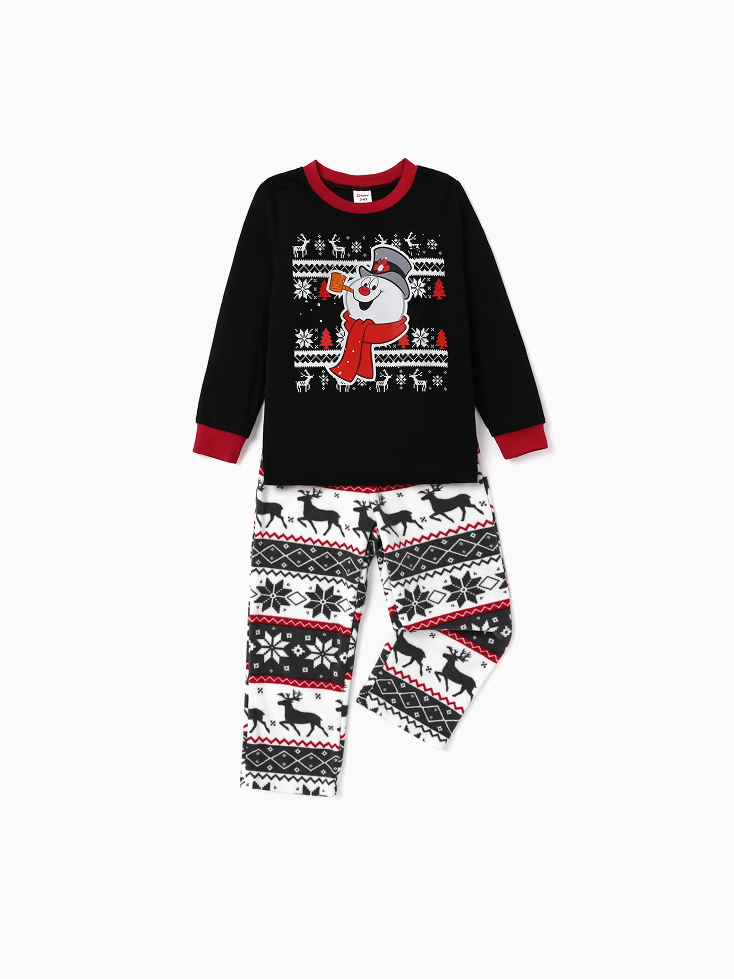 Frosty The Snowman Family Matching Christmas Graphic Print Top Et Allover Print Pants Ensembles De Pyjamas (résistant Aux Flammes)