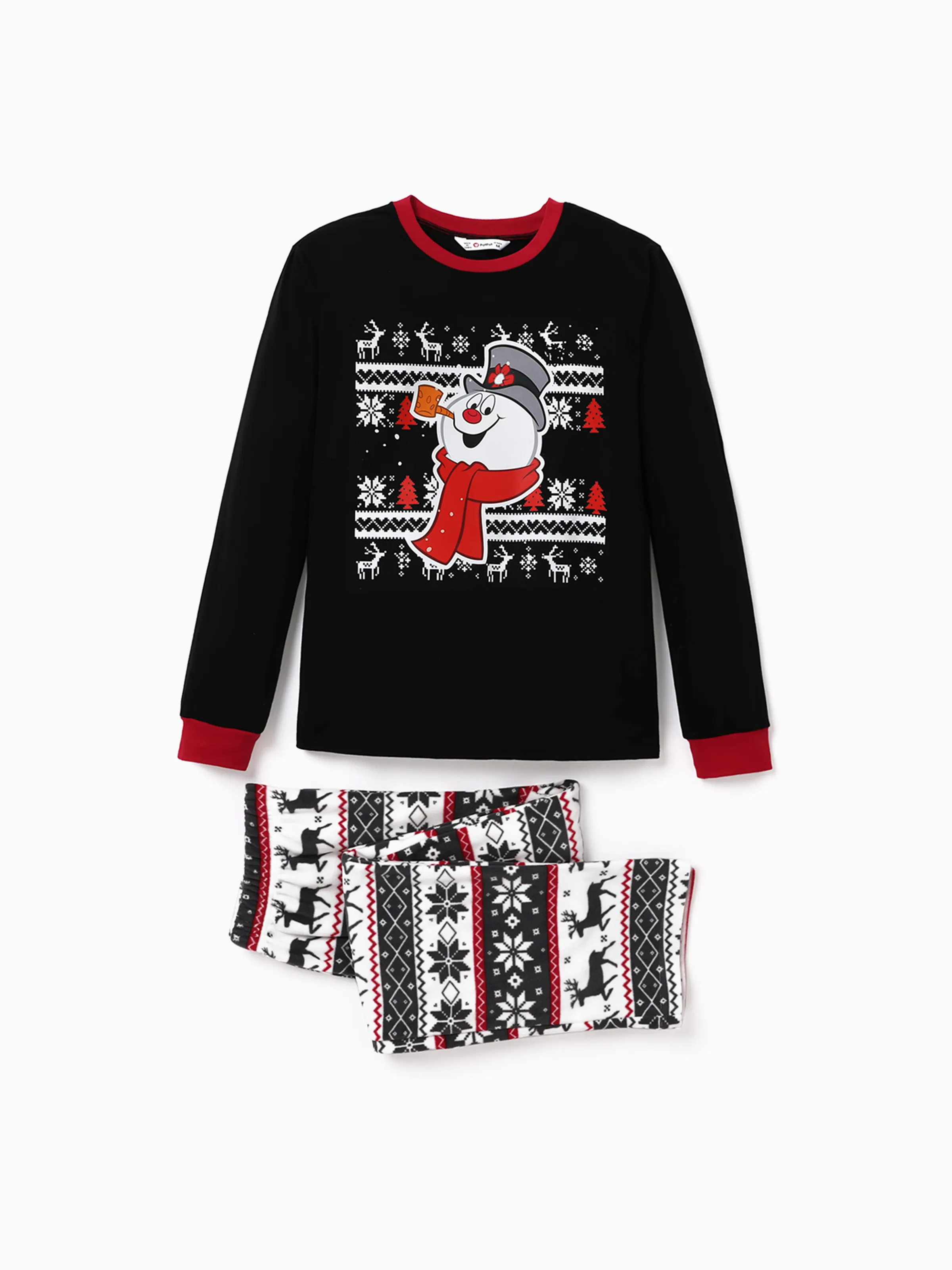 

Frosty The Snowman Family Matching Christmas Graphic Print Top and Fleece Pants Pajamas Sets(Flame Resistant)