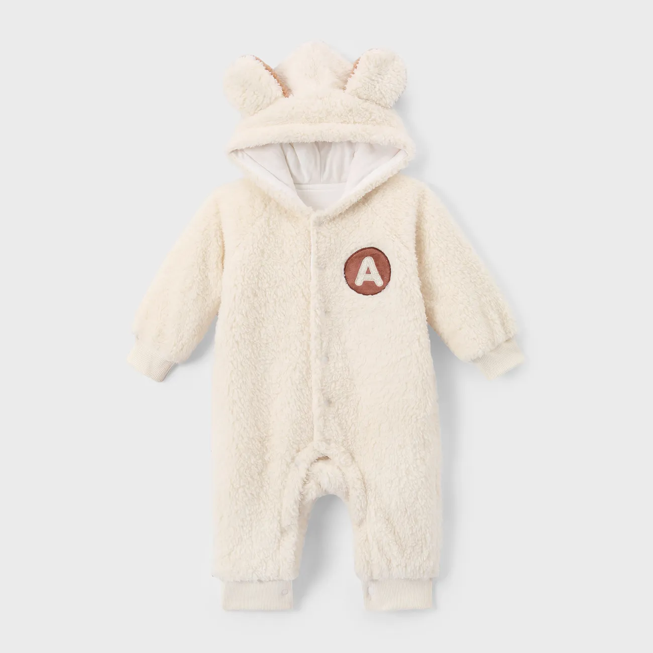 Baby Girl/Boy Hyper-Tactile 3D Bear Pattern Plush Jumpsuit