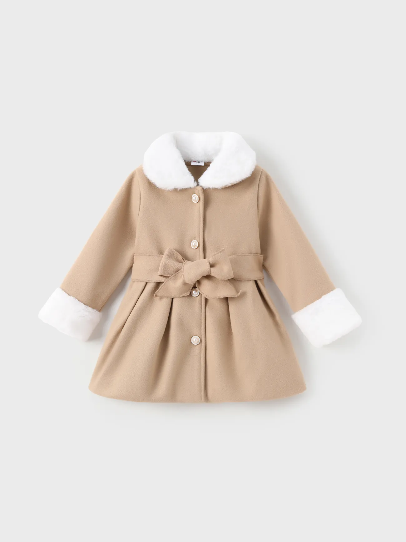 

Toddler Girl Sweet Button Design Woolen Coat