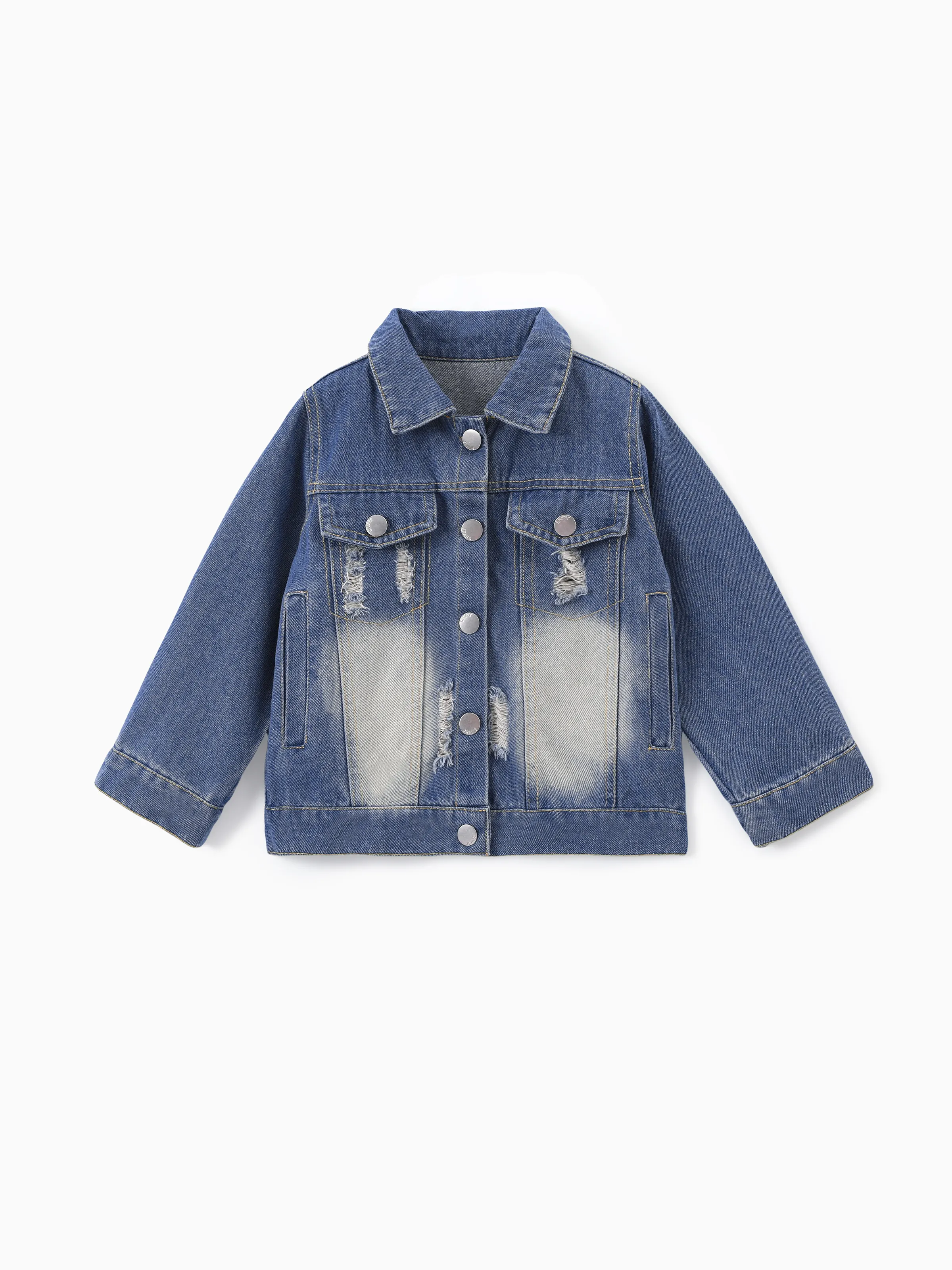 

Toddler Girl Basic Solid color Denim 100% cotton Coat/Jacket