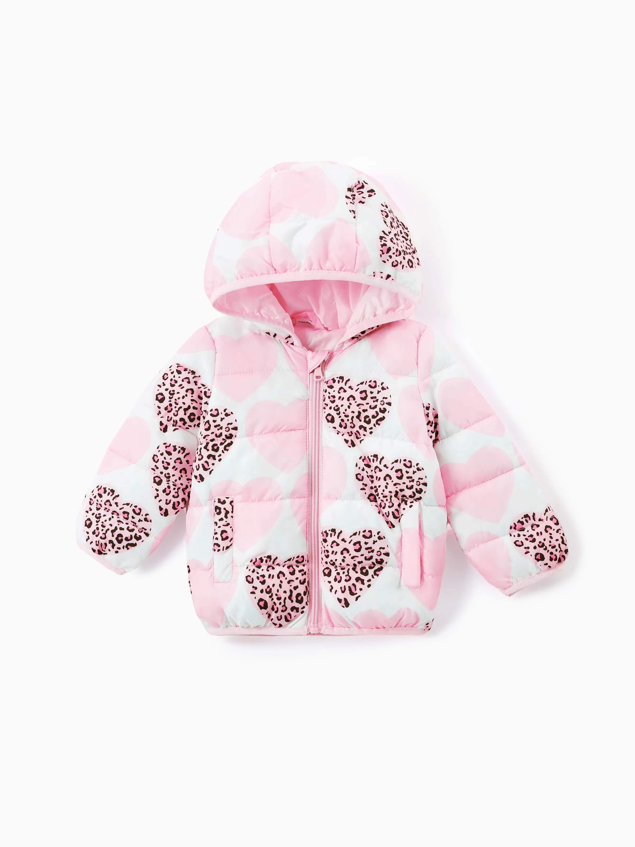 

Baby Girl Heart-shaped Print Cotton-Padded Jacket