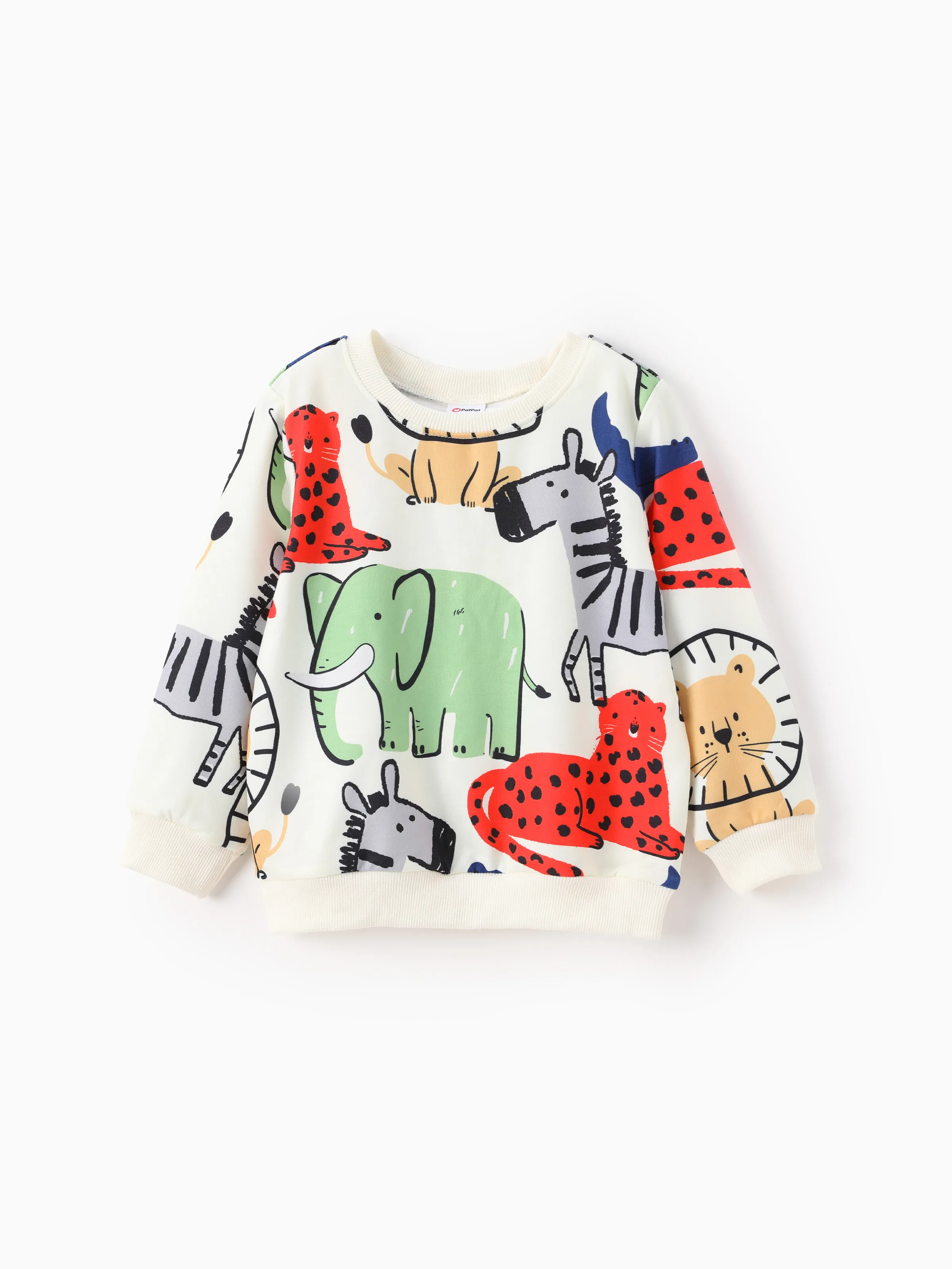 Toddler Boy Childlike Animal Pattern Sweatshirt