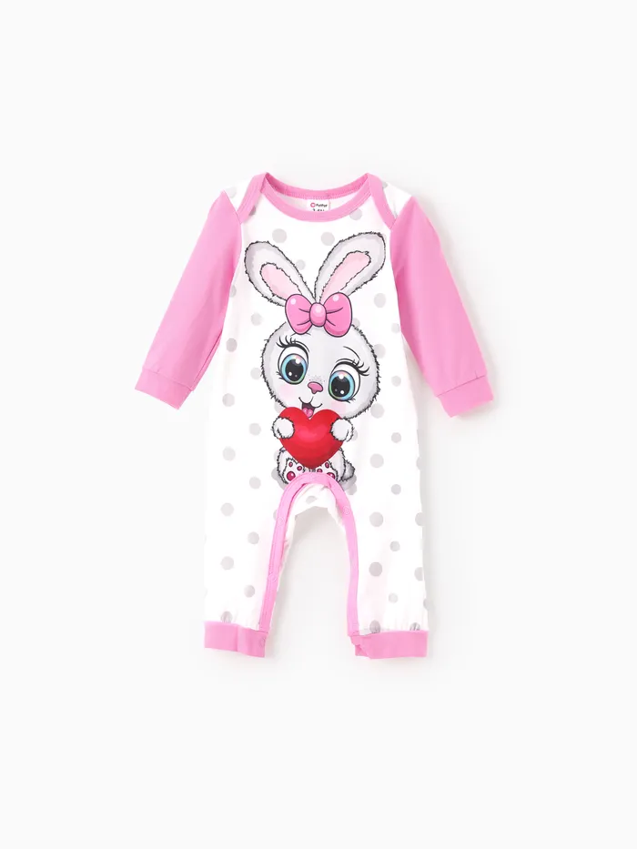 Valentine's Day Baby Girl/Boy Sweet Animal-patterned Jumpsuit