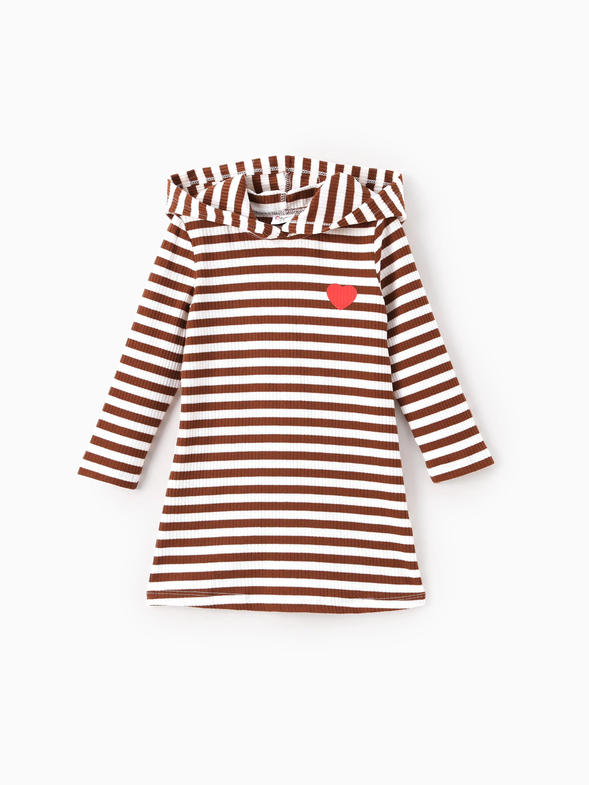 

Toddler Girl Hooded Stripe Heart print Dress