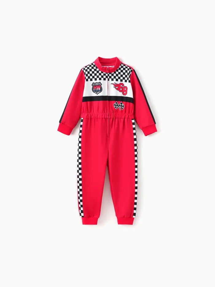 

Hot Wheels Toddler Boy 1pc Colorblock Logo Print Long-sleeve Racing Jumpsuit