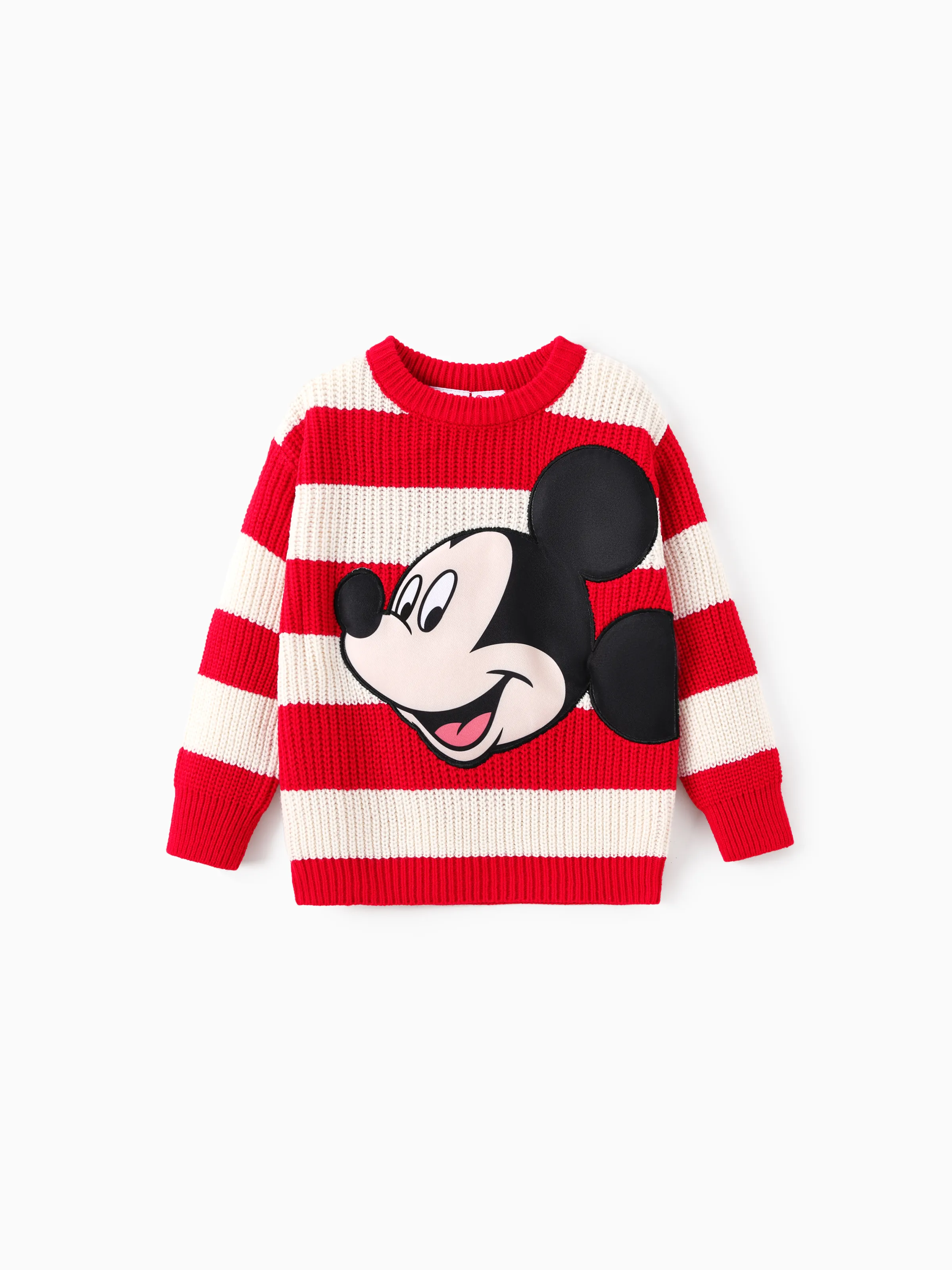 

Disney Mickey and Friends Family matching 1pc Character Pattern Striped Long-sleeve Knitwear