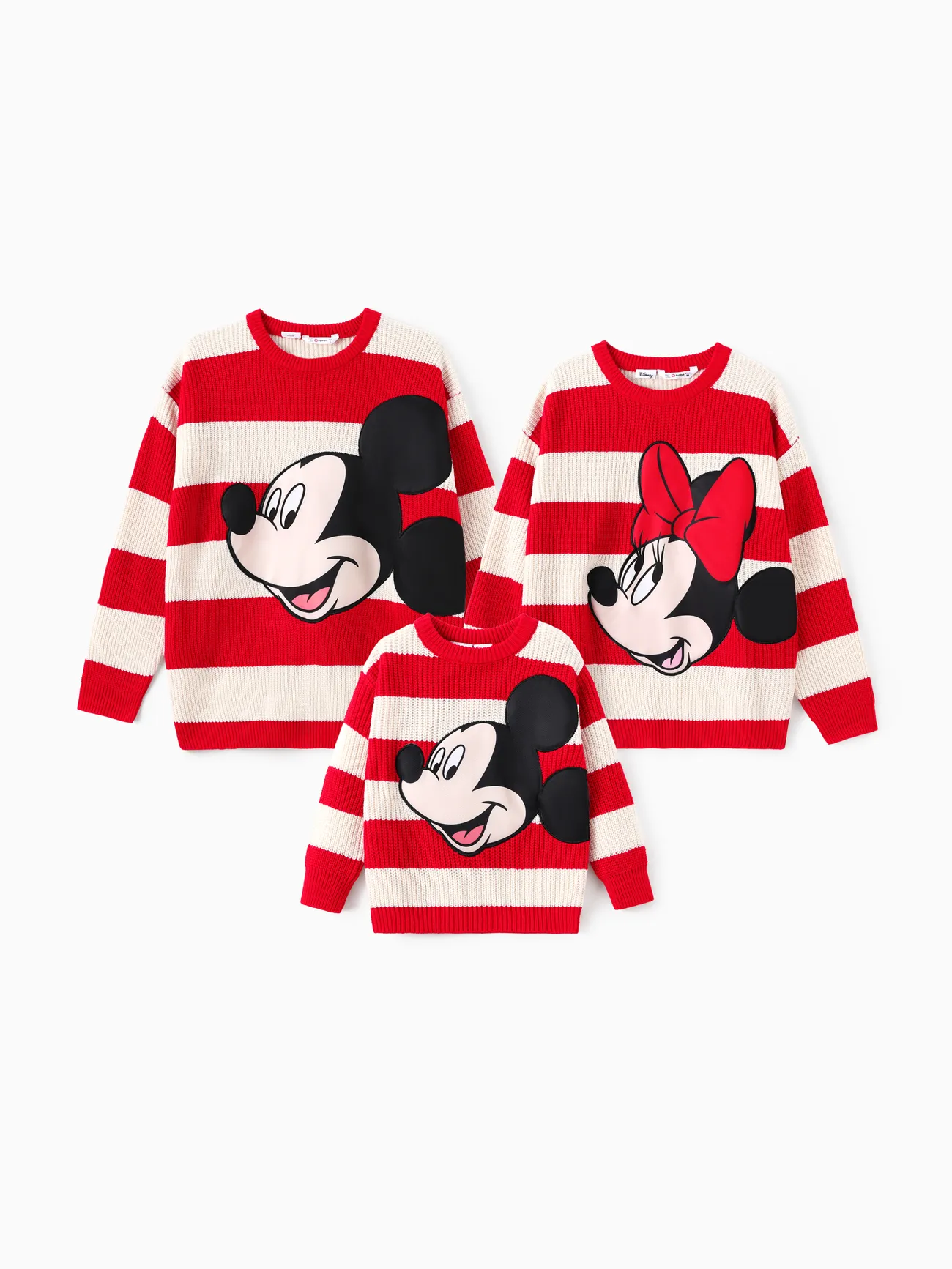 

Disney Mickey and Friends Family matching 1pc Character Pattern Striped Long-sleeve Knitwear