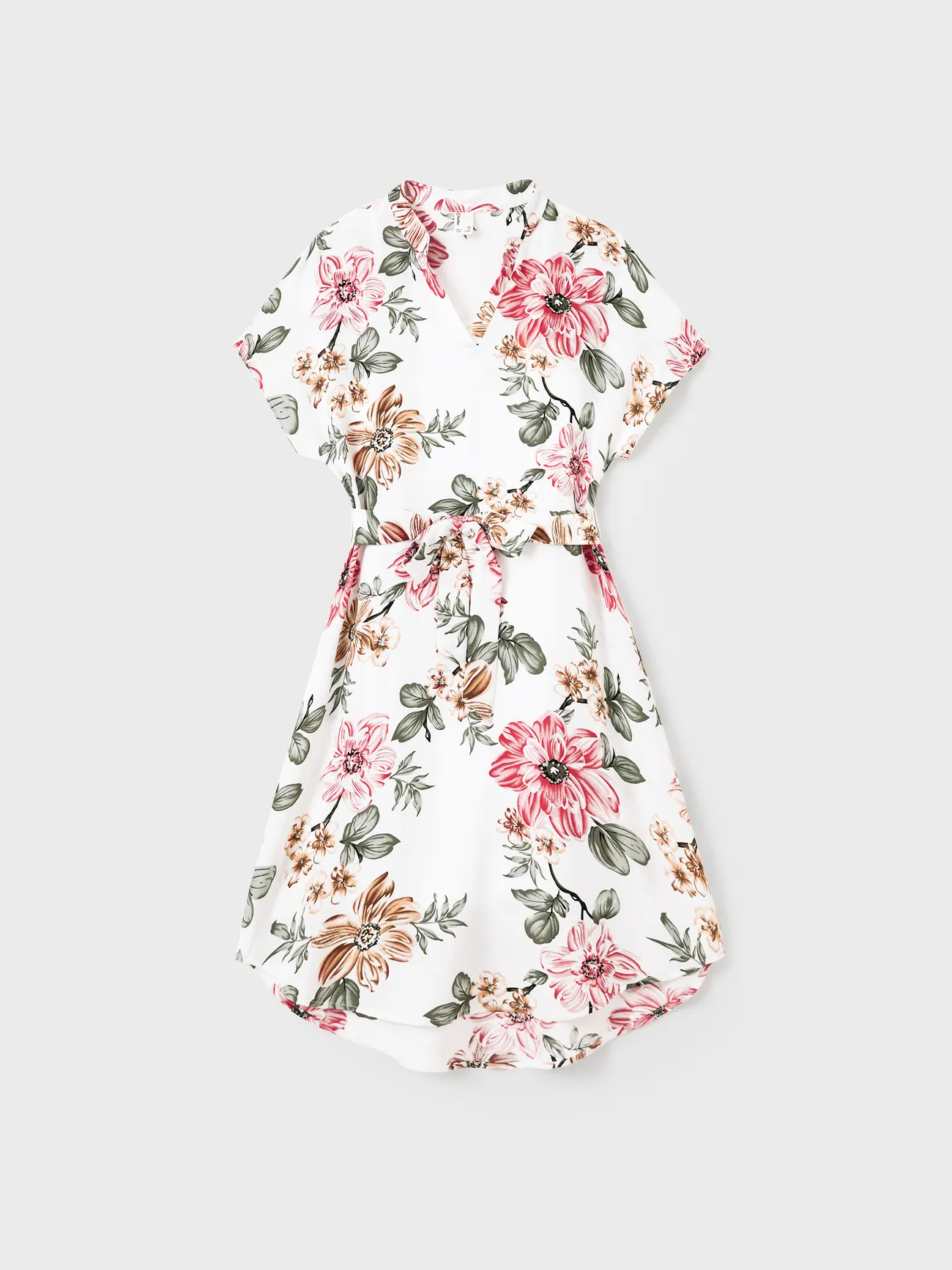 Women - White and Pink Floral Dresses and T-shirts for Matching Family - Colorful - image 2