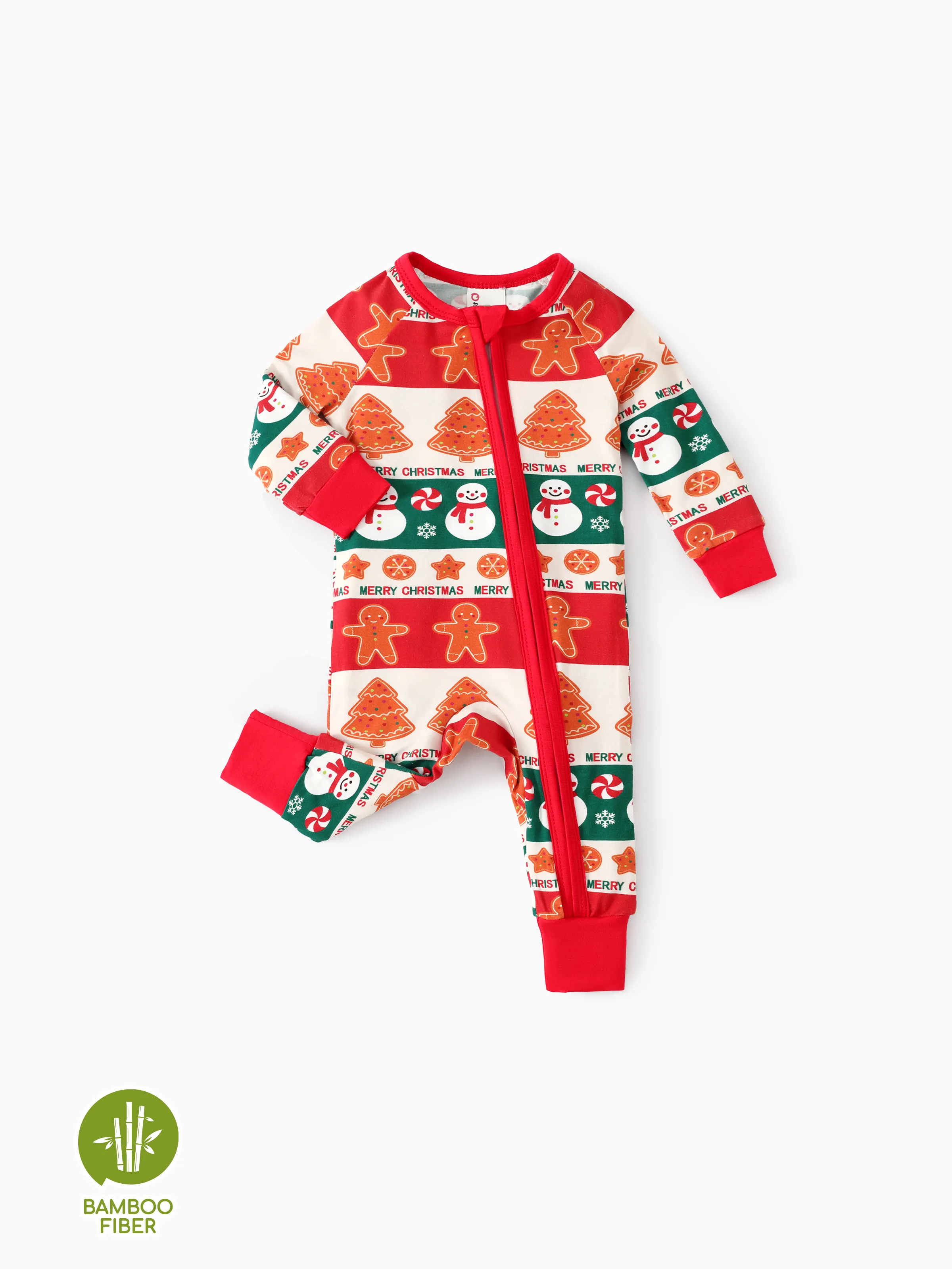 

Christmas Baby Boy/Girl Bamboo Fabric Zip-up Pajamas Jumpsuit