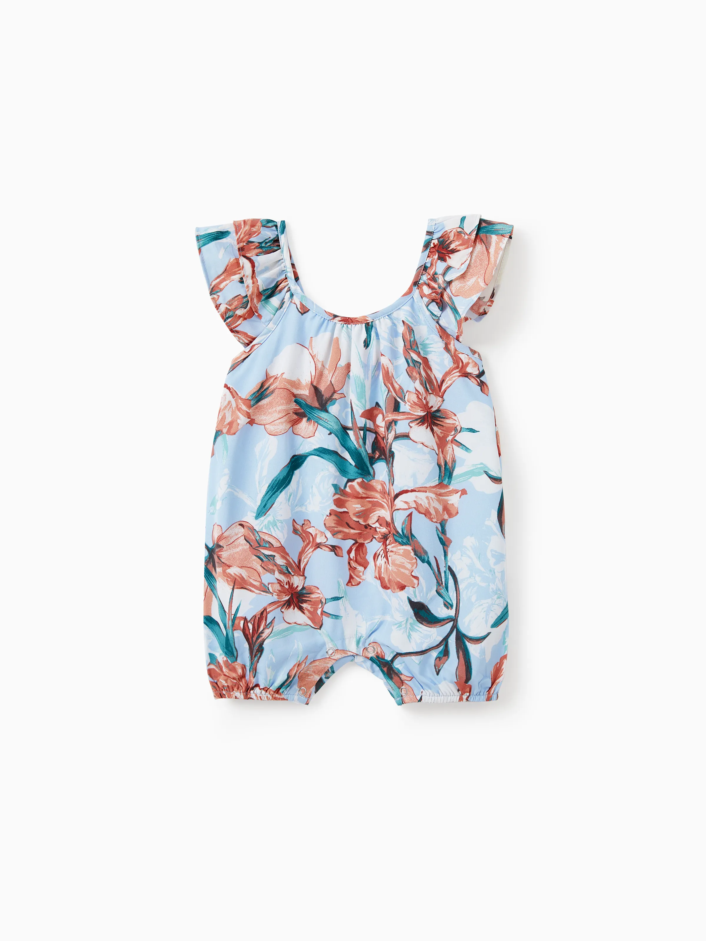 

Family Matching Color Block Polo Shirt or Button Up Elastic Waist Vibrant Floral Strap Dress