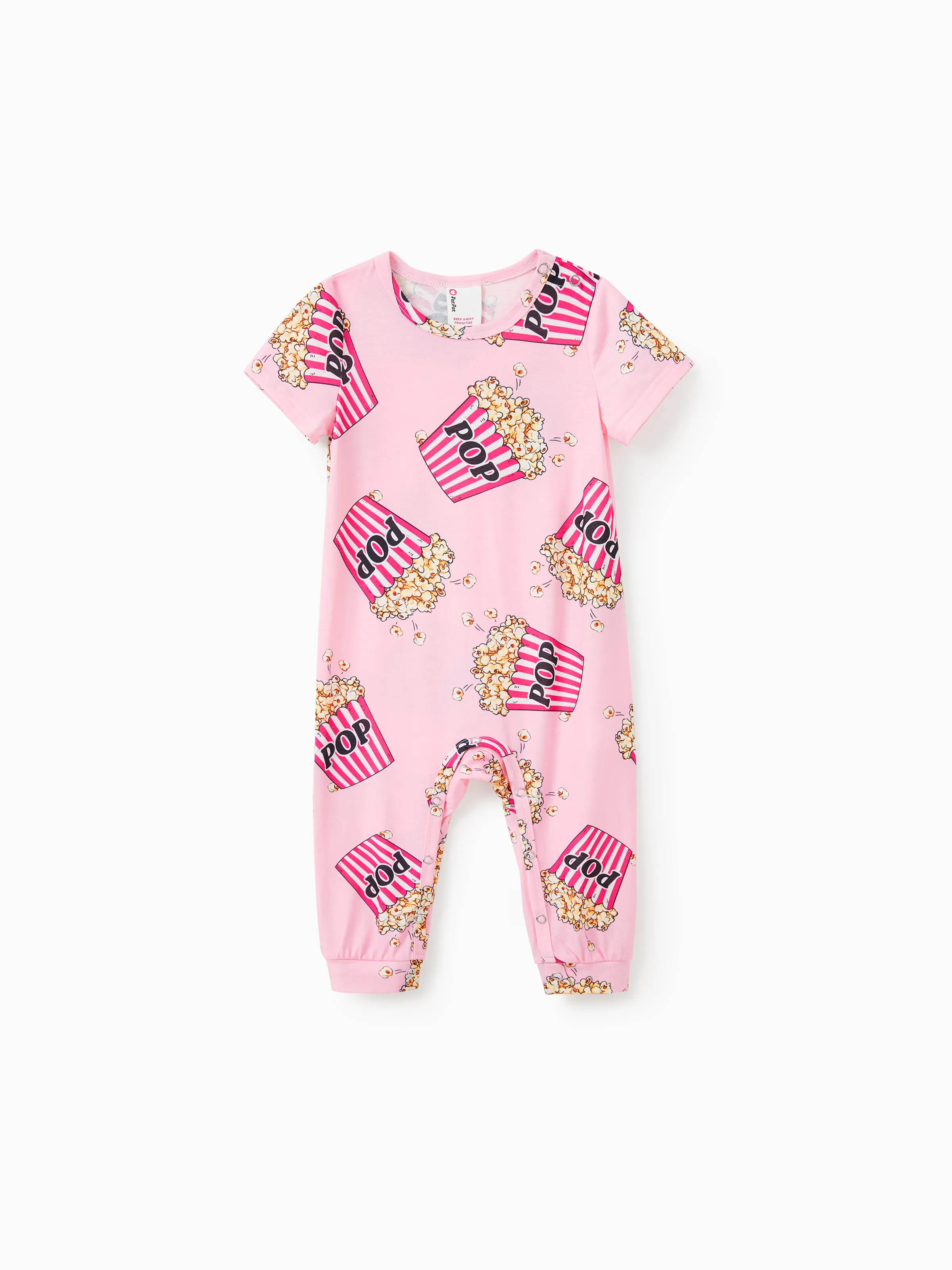 

Valentine's Day Family Pajamas Short-sleeve Popcorn Print Striped Matching Set