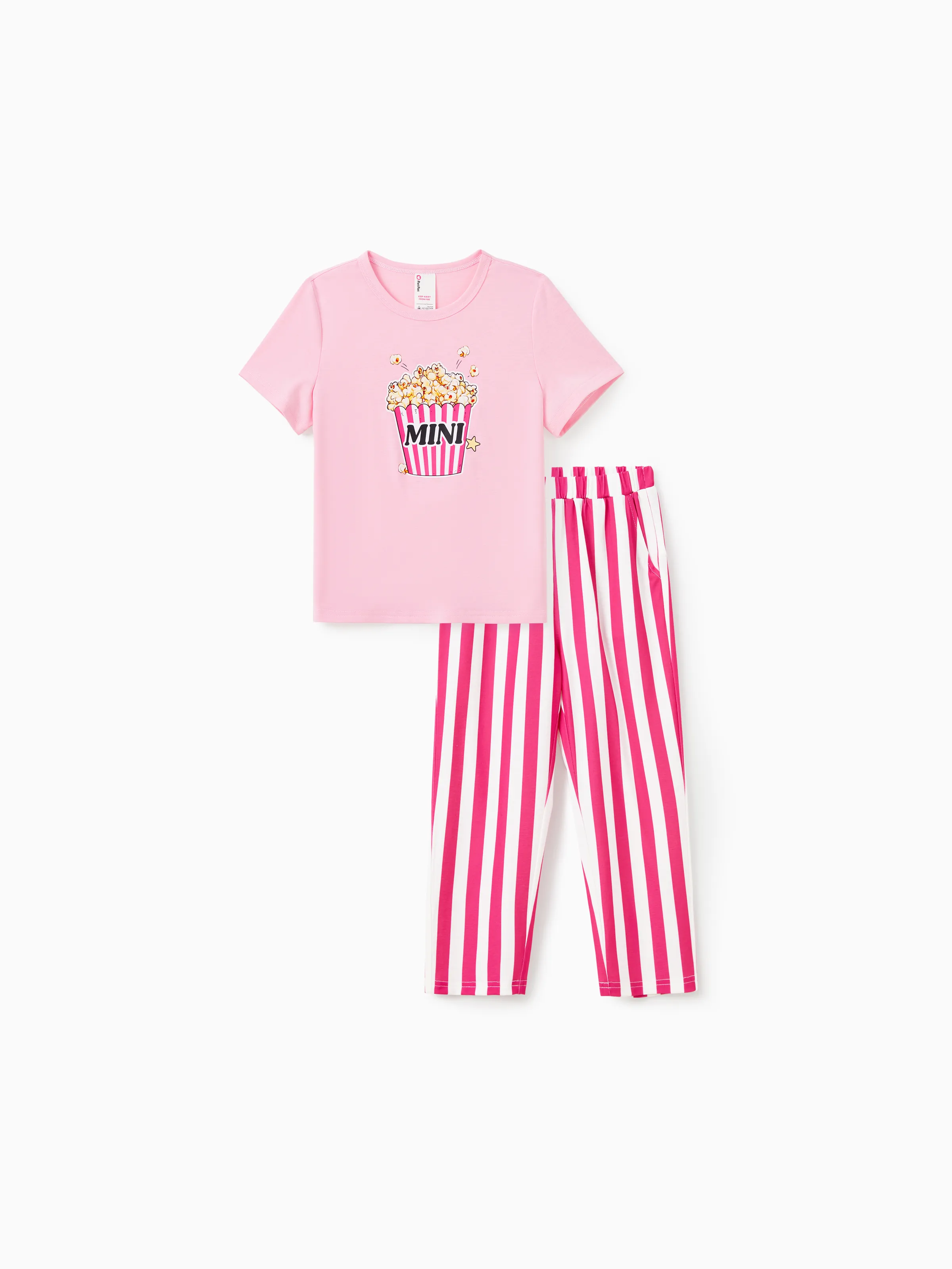 

Valentine's Day Family Pajamas Short-sleeve Popcorn Print Striped Matching Set