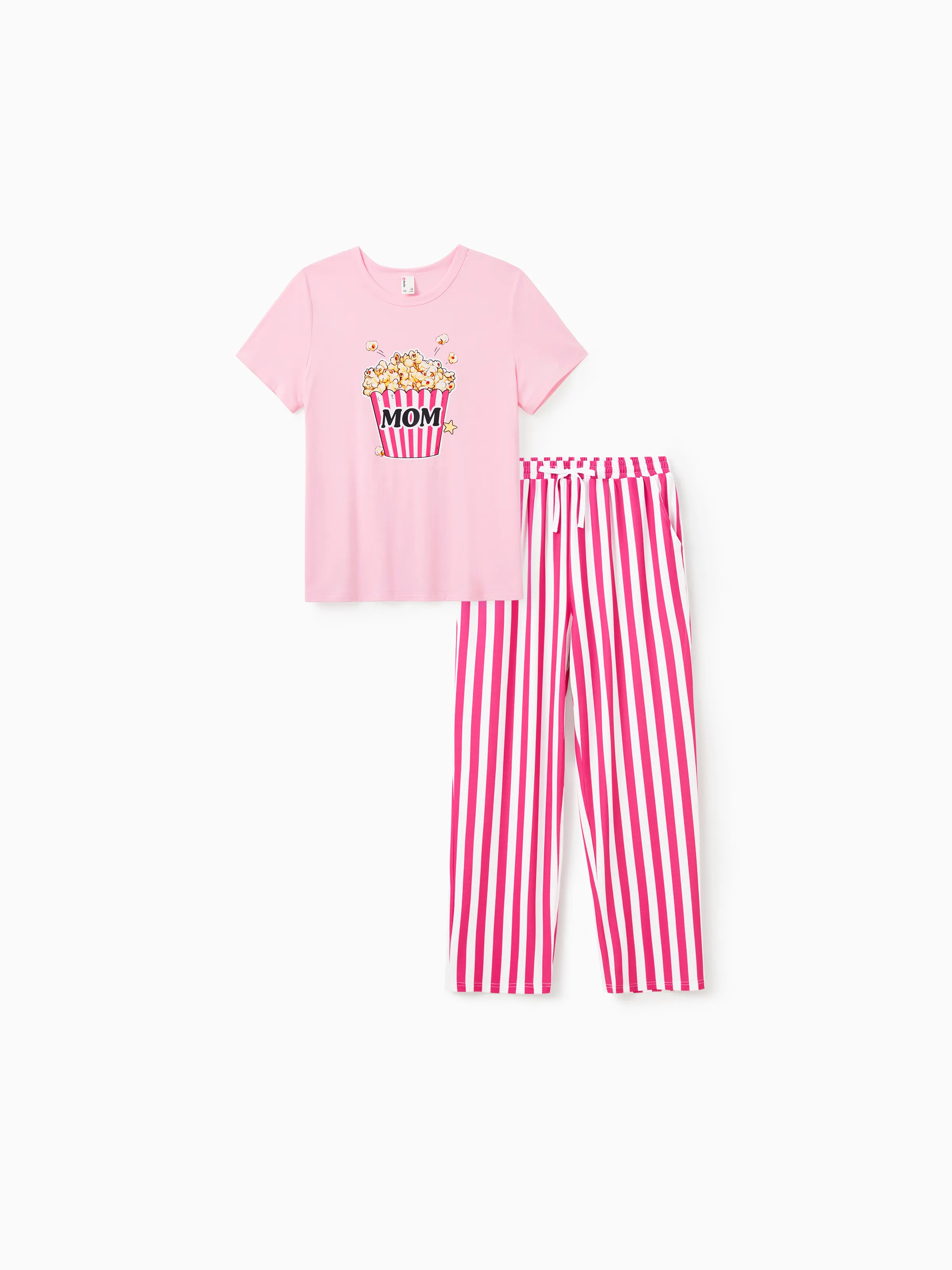 

Valentine's Day Family Pajamas Short-sleeve Popcorn Print Striped Matching Set