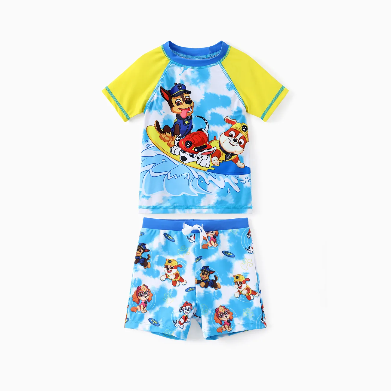 PAW Patrol Toddler Boy 2pcs Chase Marshall Rubble Colorblock Tops and Trunks Swimsuit