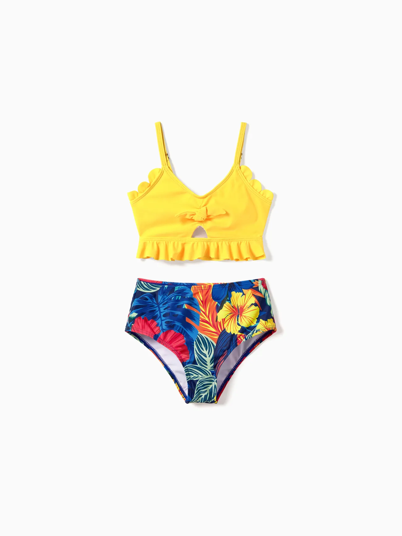 Girl - Matching Swimsuits for Couple and Family - Plants Two-piece Swimsuit & Swim Trunks Shorts (Medium Thickness) - ColorBlock - image 9