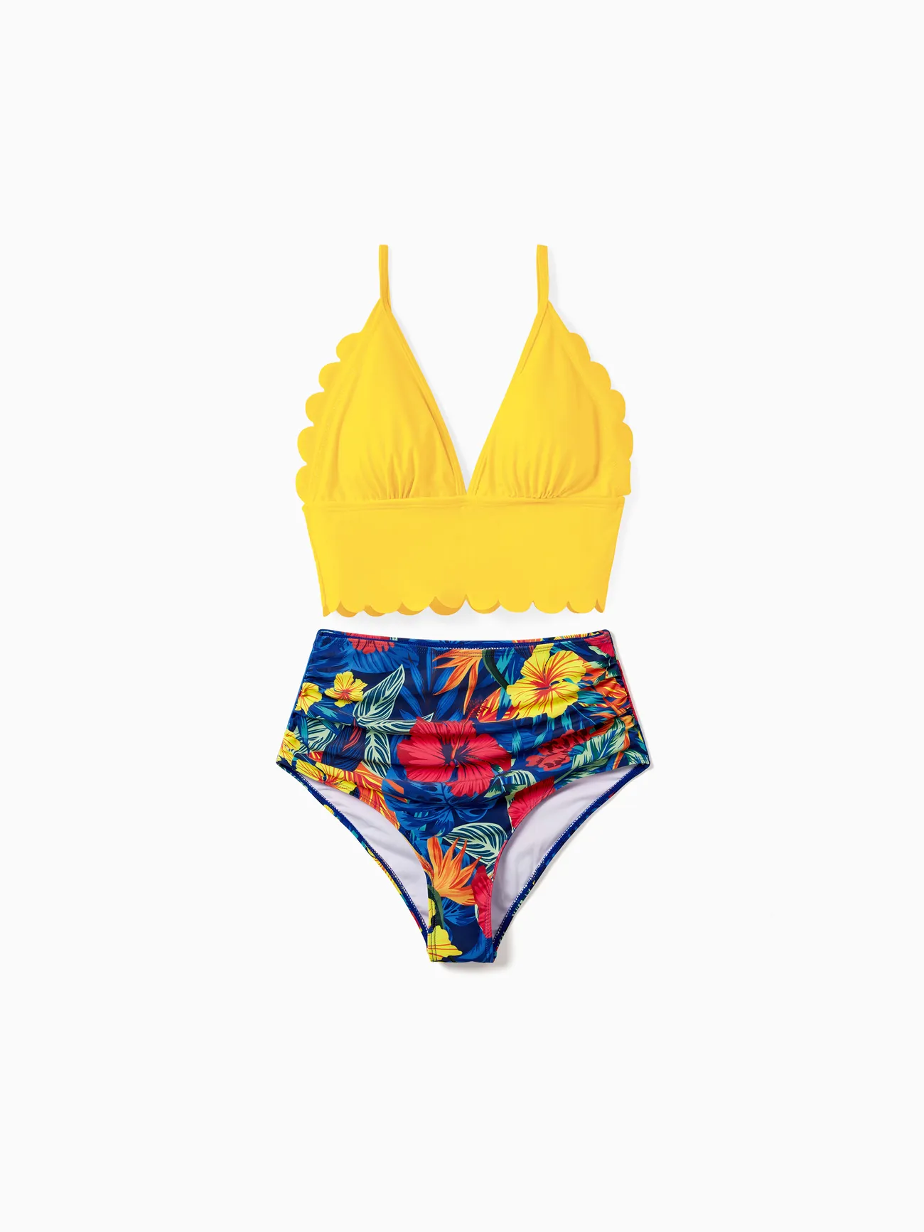 Women - Matching Swimsuits for Couple and Family - Plants Two-piece Swimsuit & Swim Trunks Shorts (Medium Thickness) - ColorBlock - image 3