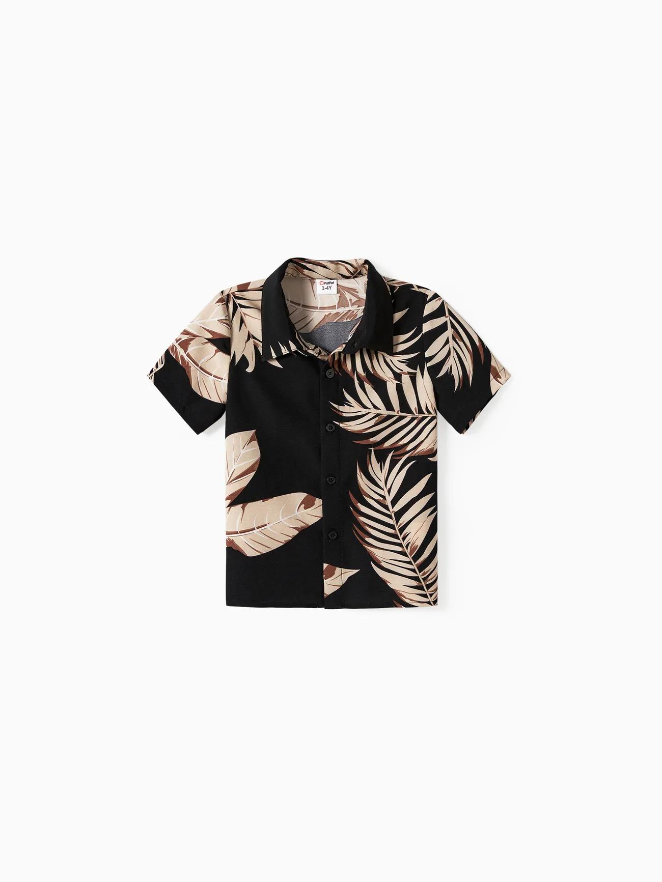 Boy - Black Tropical Outfits - Family Matching Hawaiian/Cruise/Resort Outfits (Halter Dresses) with Leaves Pattern - Black - image 17