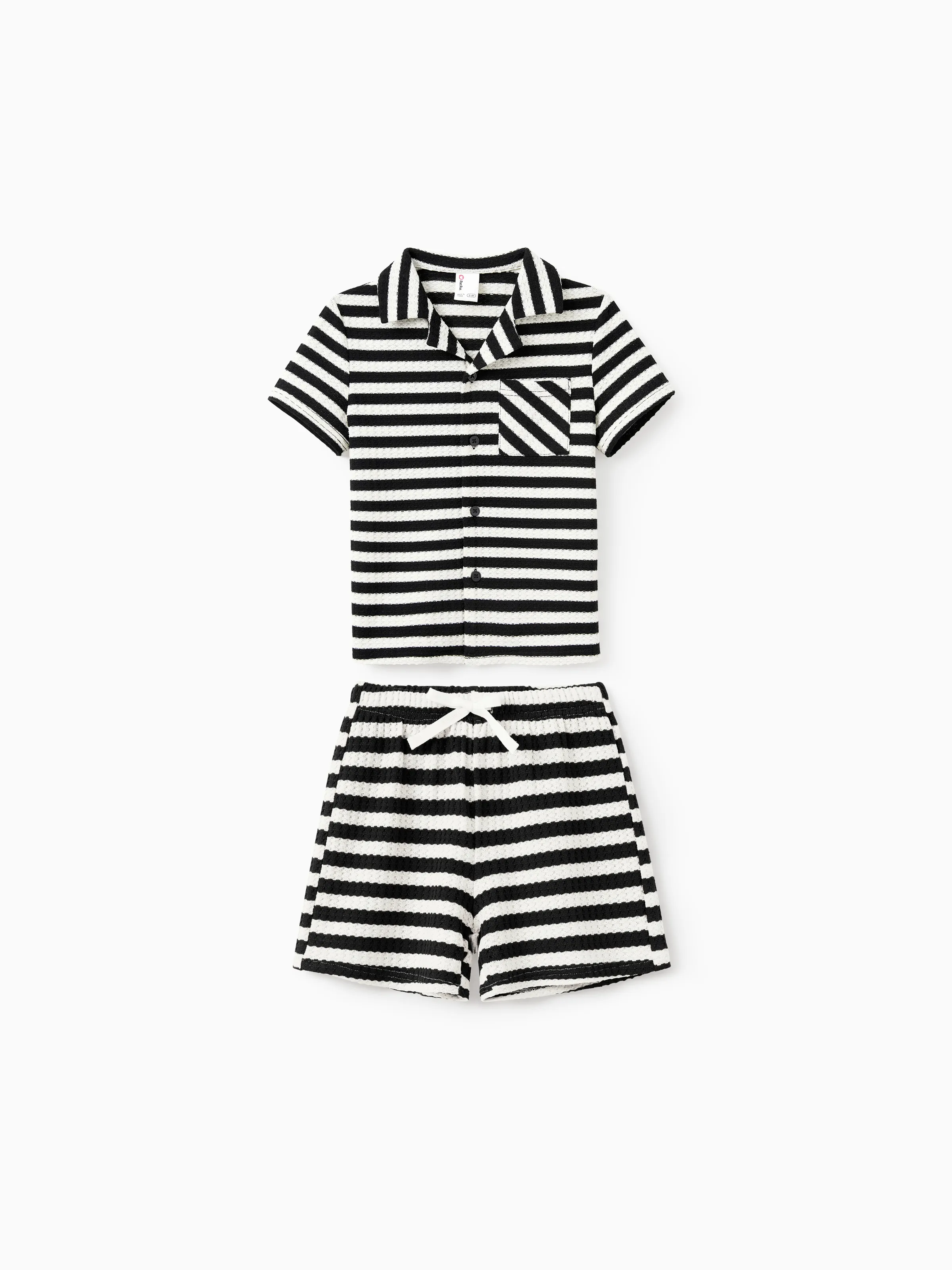 

Family Matching Black and White Striped Lapel Top or Co-ord Set