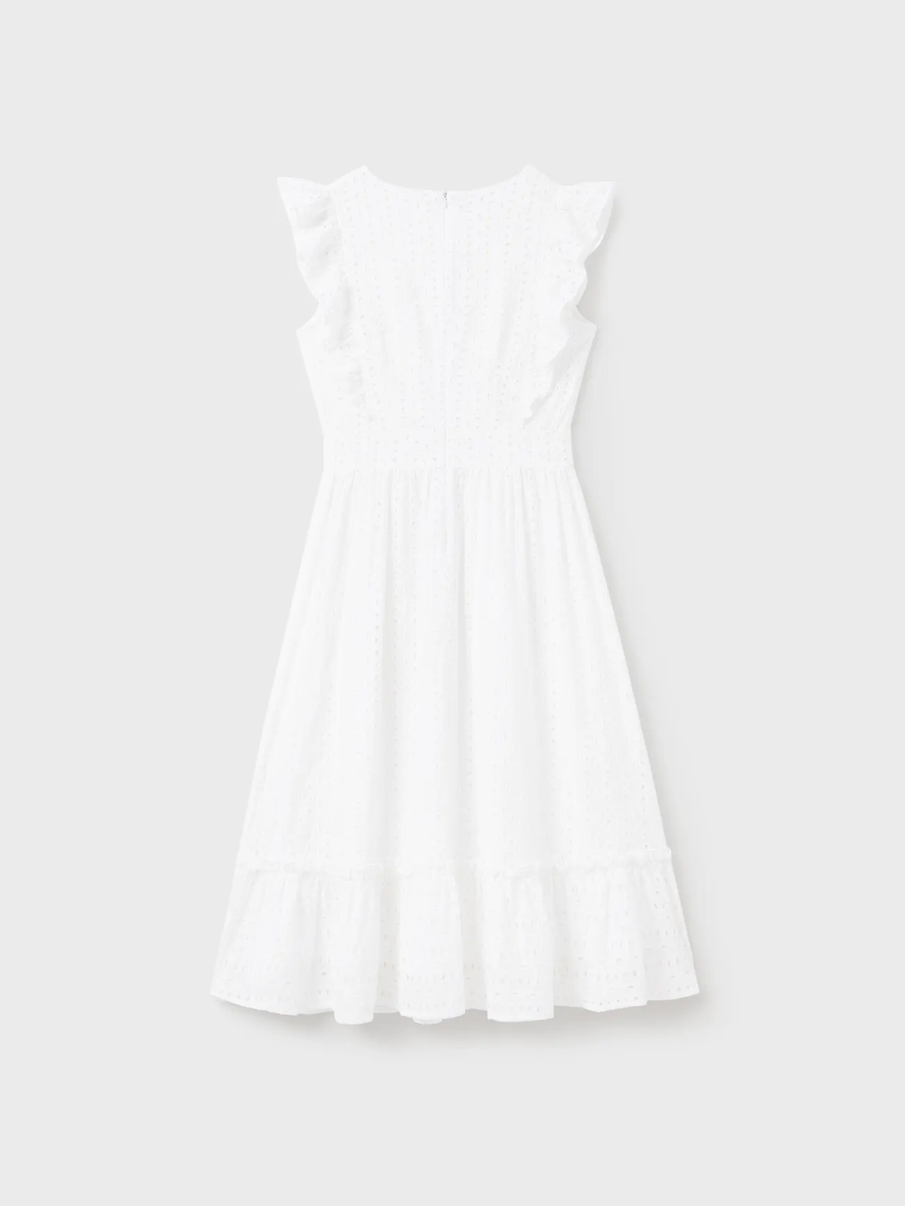 Women - Cotton Embroidered A-Line Dress, Matching Mommy and Me Dresses - White - image 3