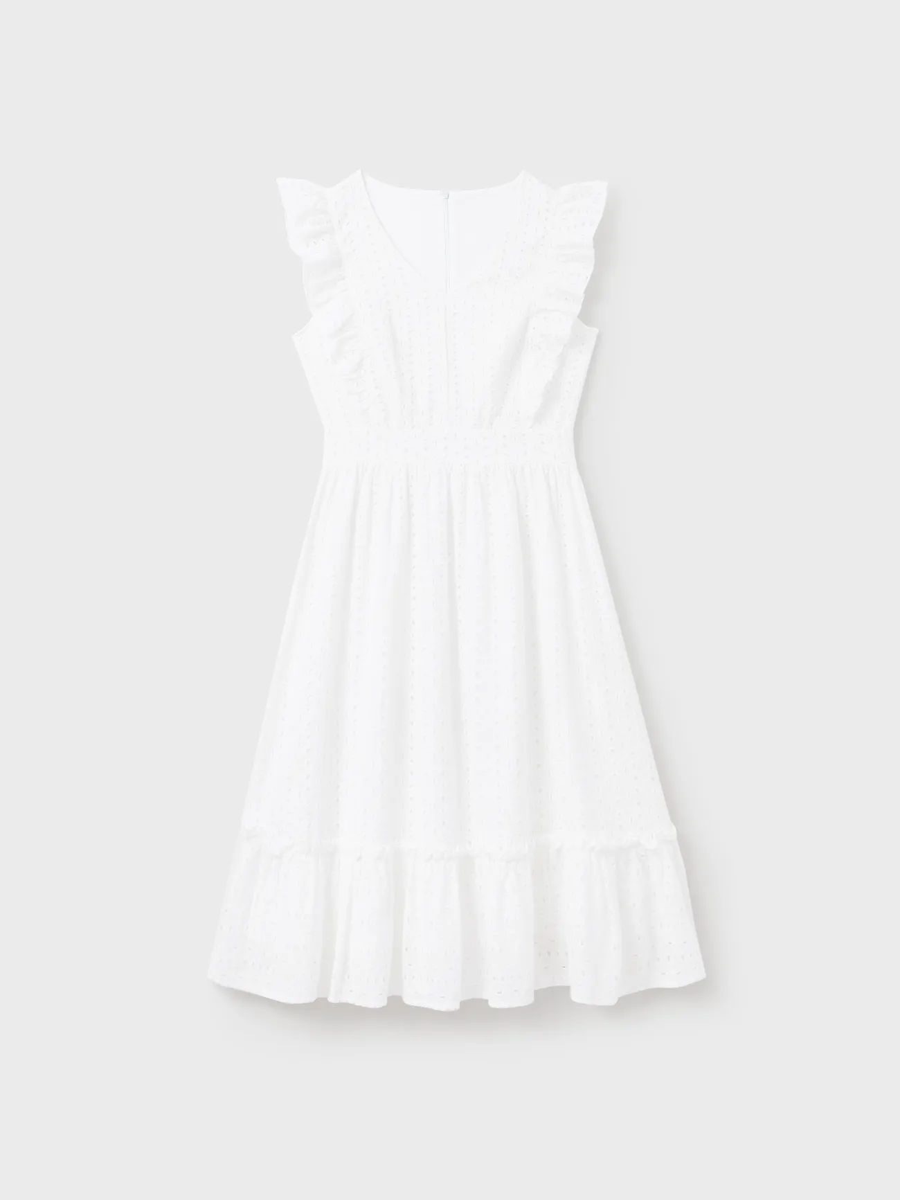 Women - Cotton Embroidered A-Line Dress, Matching Mommy and Me Dresses - White - image 2