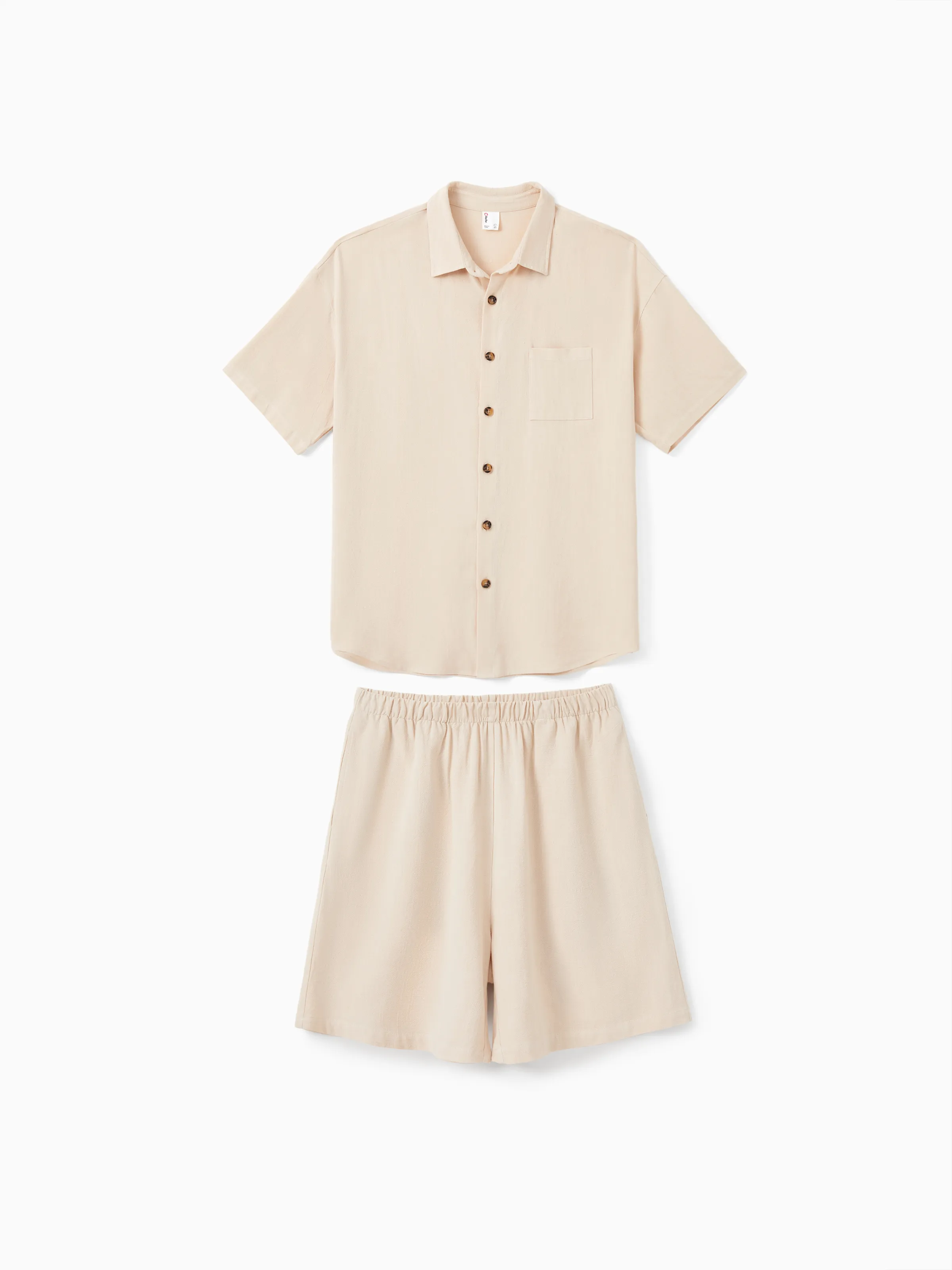 

Family Matching Solid Color Lapel Top and Shorts Set