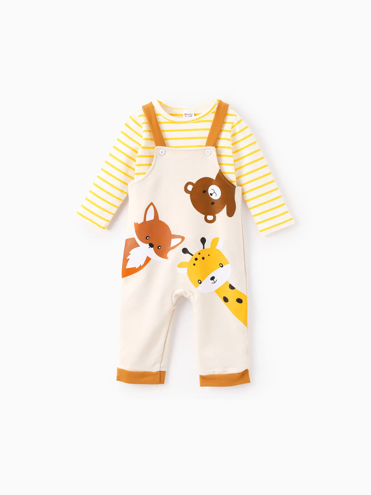 Jaune Pâle - 2 pièces Bébé Unisexe Animaux Enfantin Manches longues ensemble pour bébé - image 1