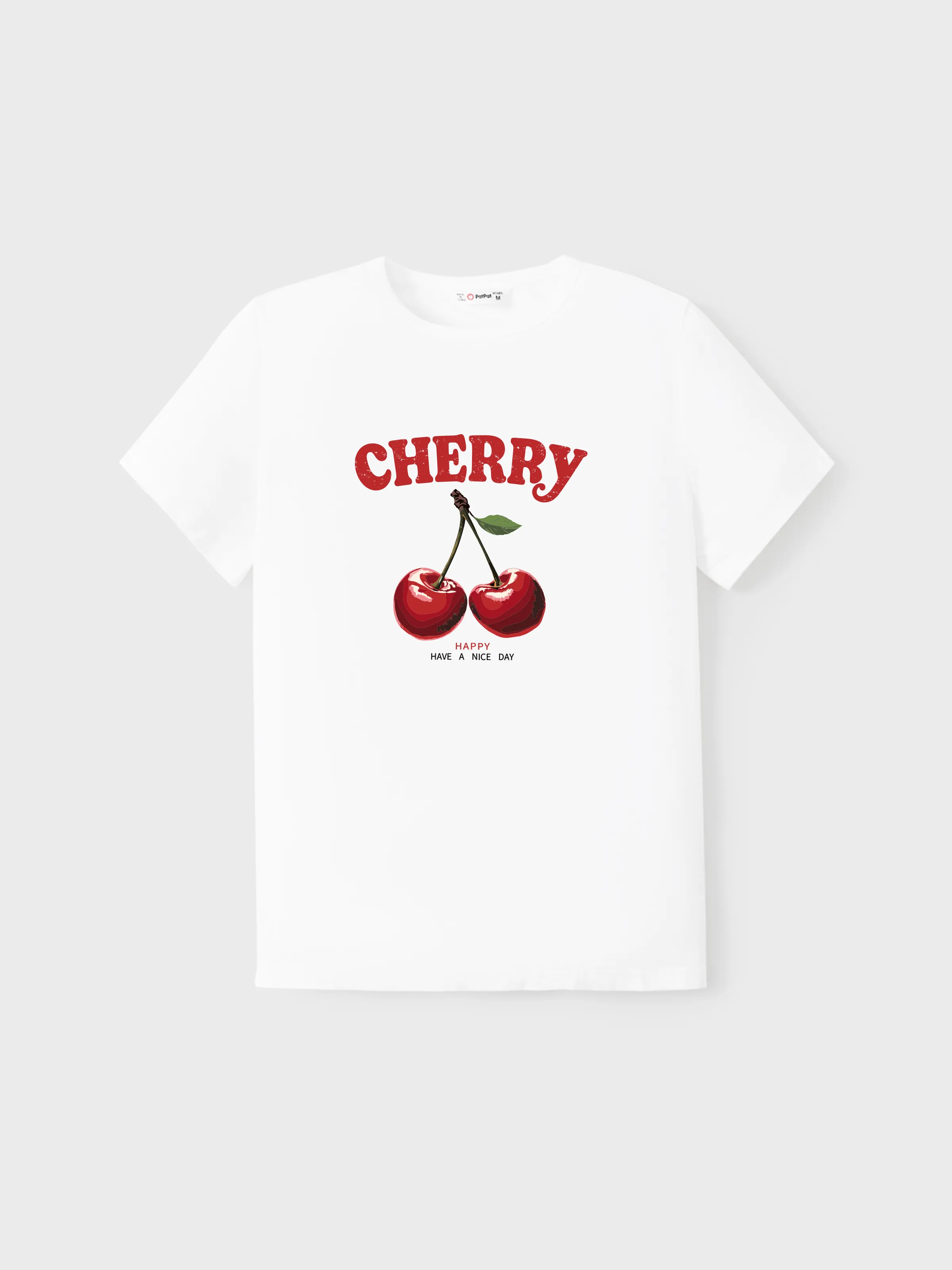 

Valentine's Day Cherry Print Cotton Short-sleeve Top