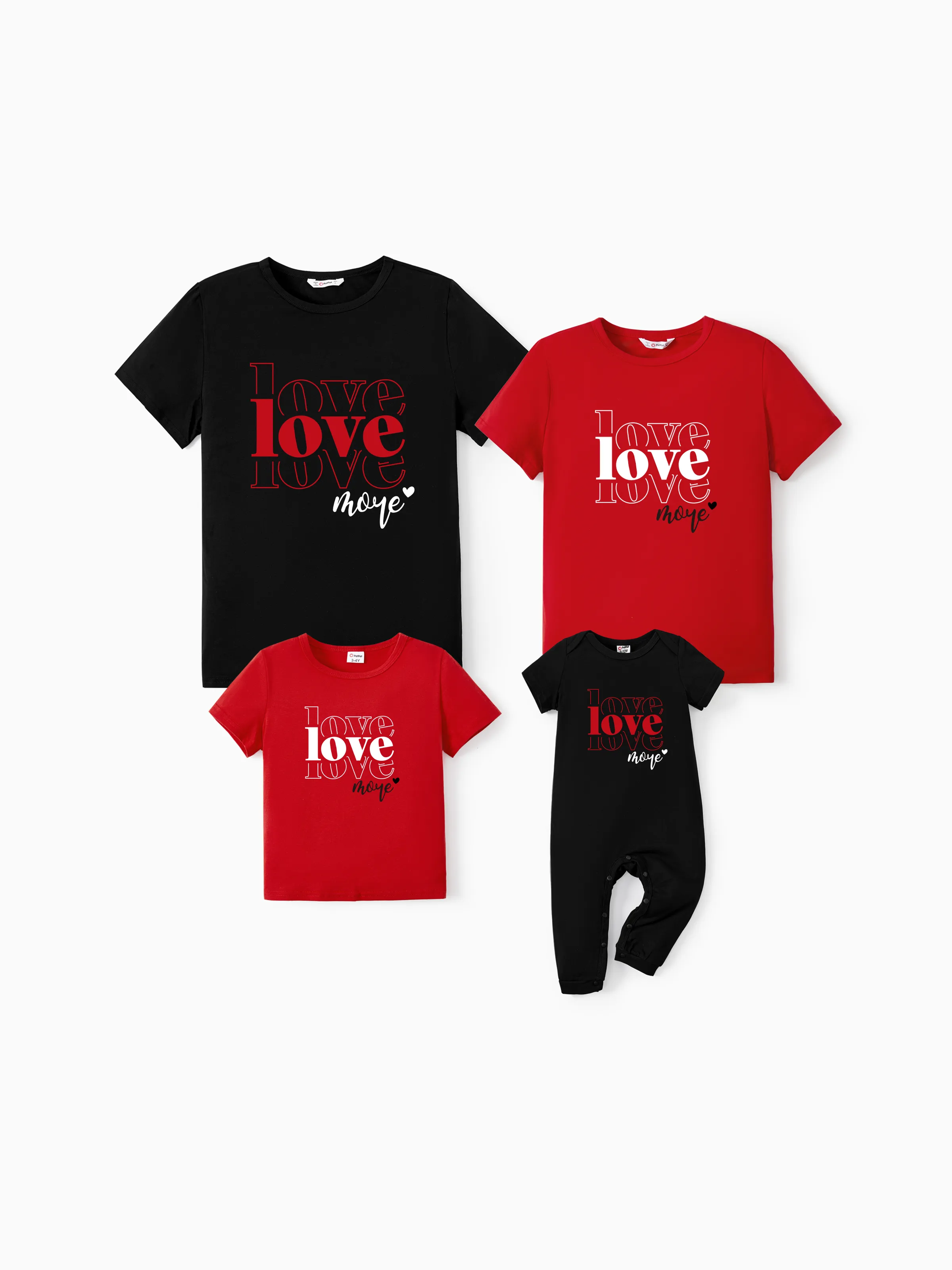 Valentine's Day Cotton Family Matching Tee Casual Letter Short-sleeve Tops