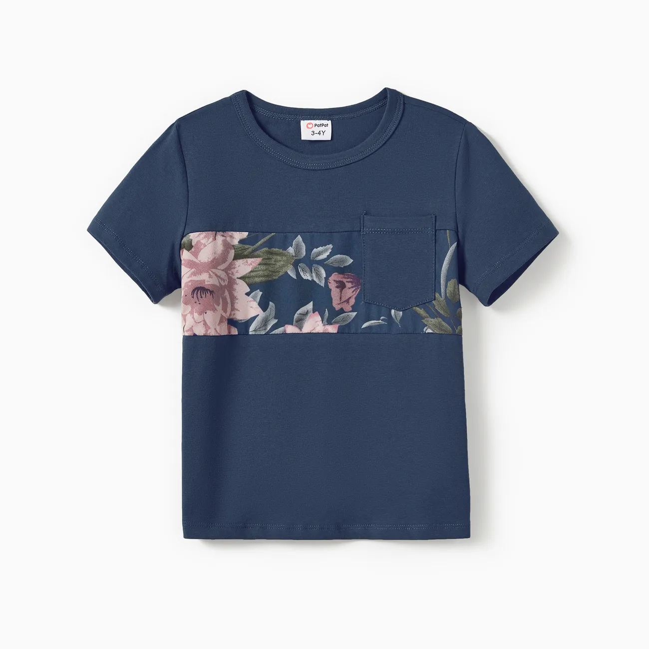 Family Matching Allover Floral Print Belted Cami Dresses and Short-sleeve Colorblock T-shirts Sets