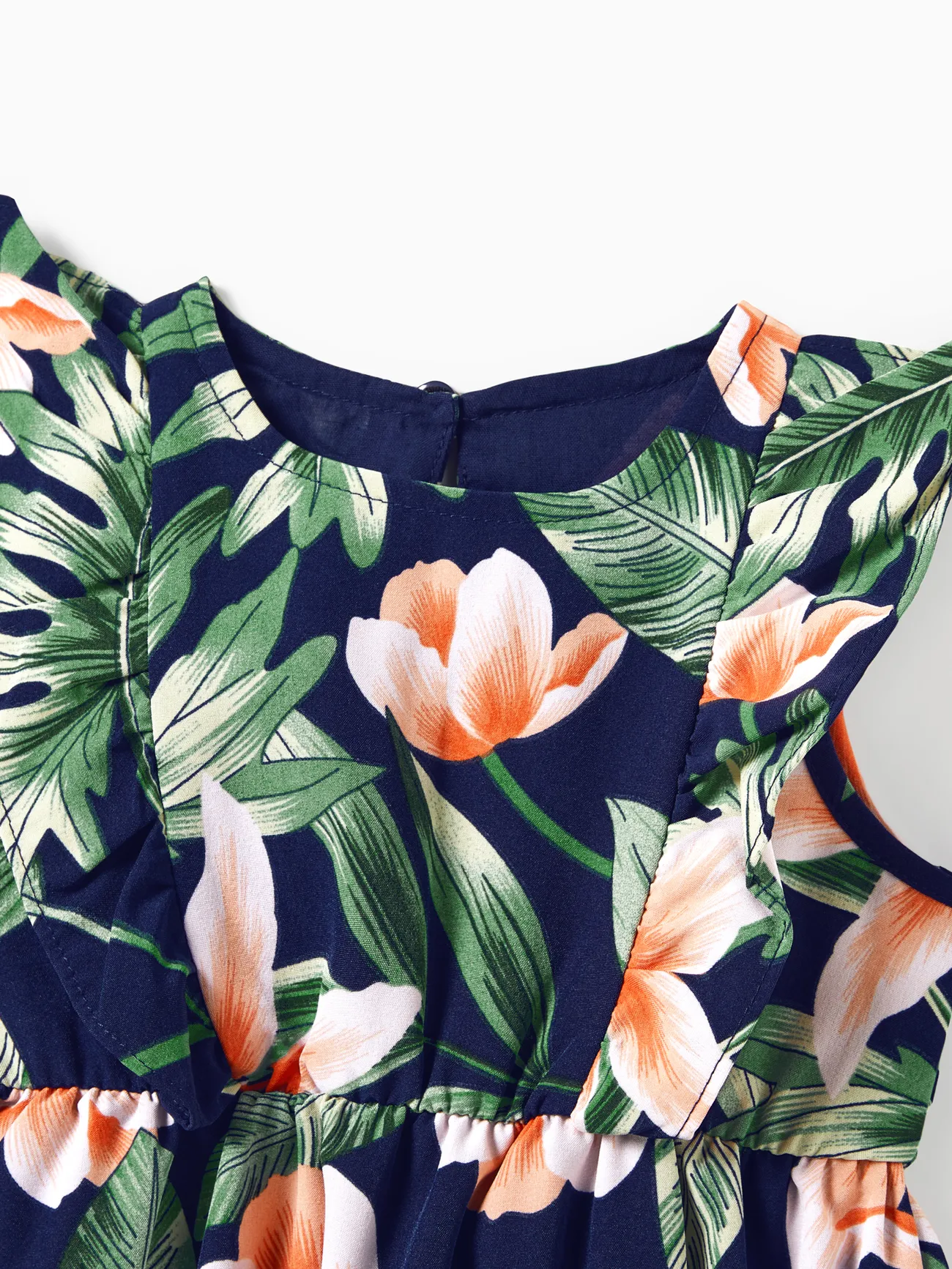 Baby Girl - Tropical Vacation Outfits with Plant and Flower Print – Matching Shirts and Dresses - royalblue - image 12