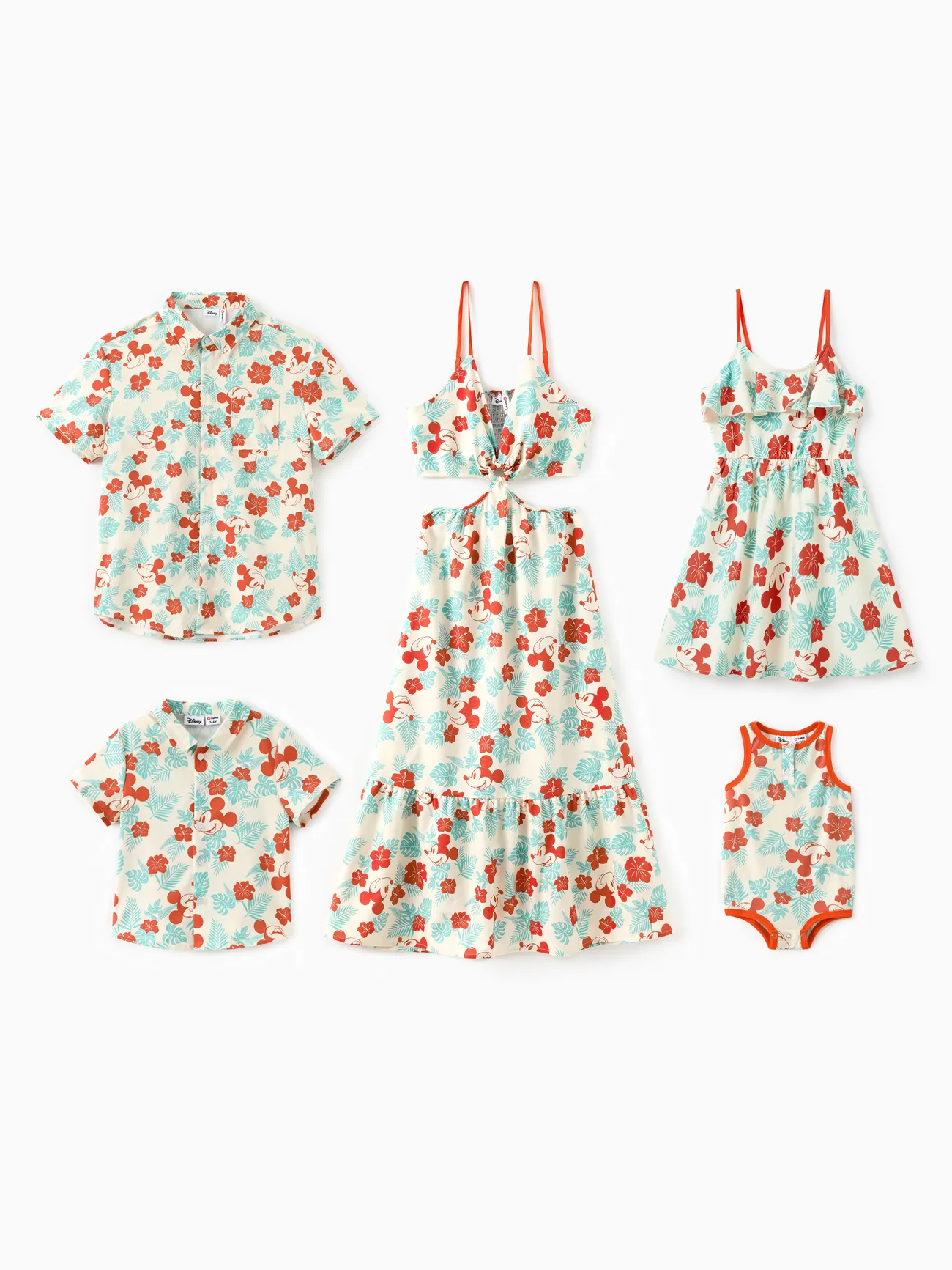 Disney Mickey Shirts & Dresses for Family (Floral Allover Print, Hollow-out Dresses ) - Multi-color - image 1