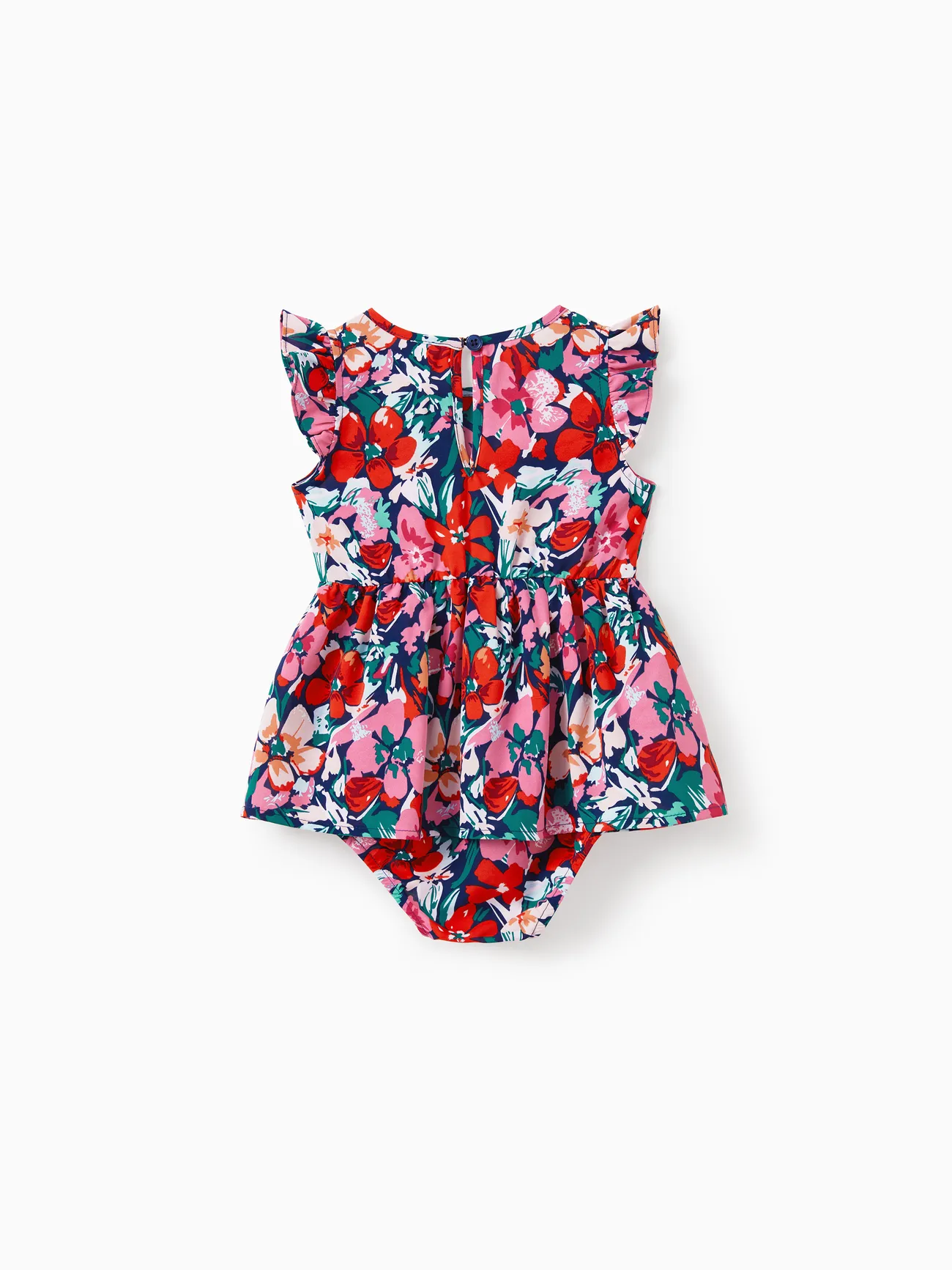 Baby Girl - Family Vacation Outfits - Floral Print Off Shoulder Smocking Dresses and Matching Shirts - Dark Blue - image 13