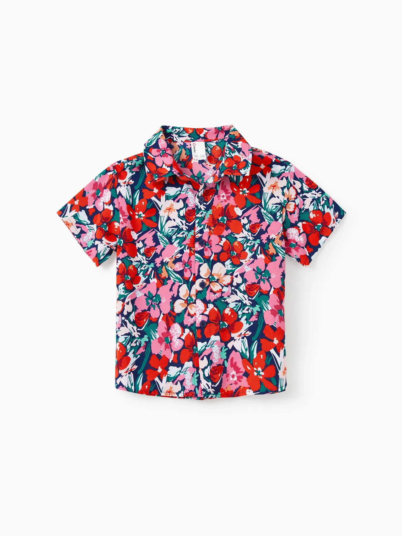 Boy - Family Vacation Outfits - Floral Print Off Shoulder Smocking Dresses and Matching Shirts - Dark Blue - image 19